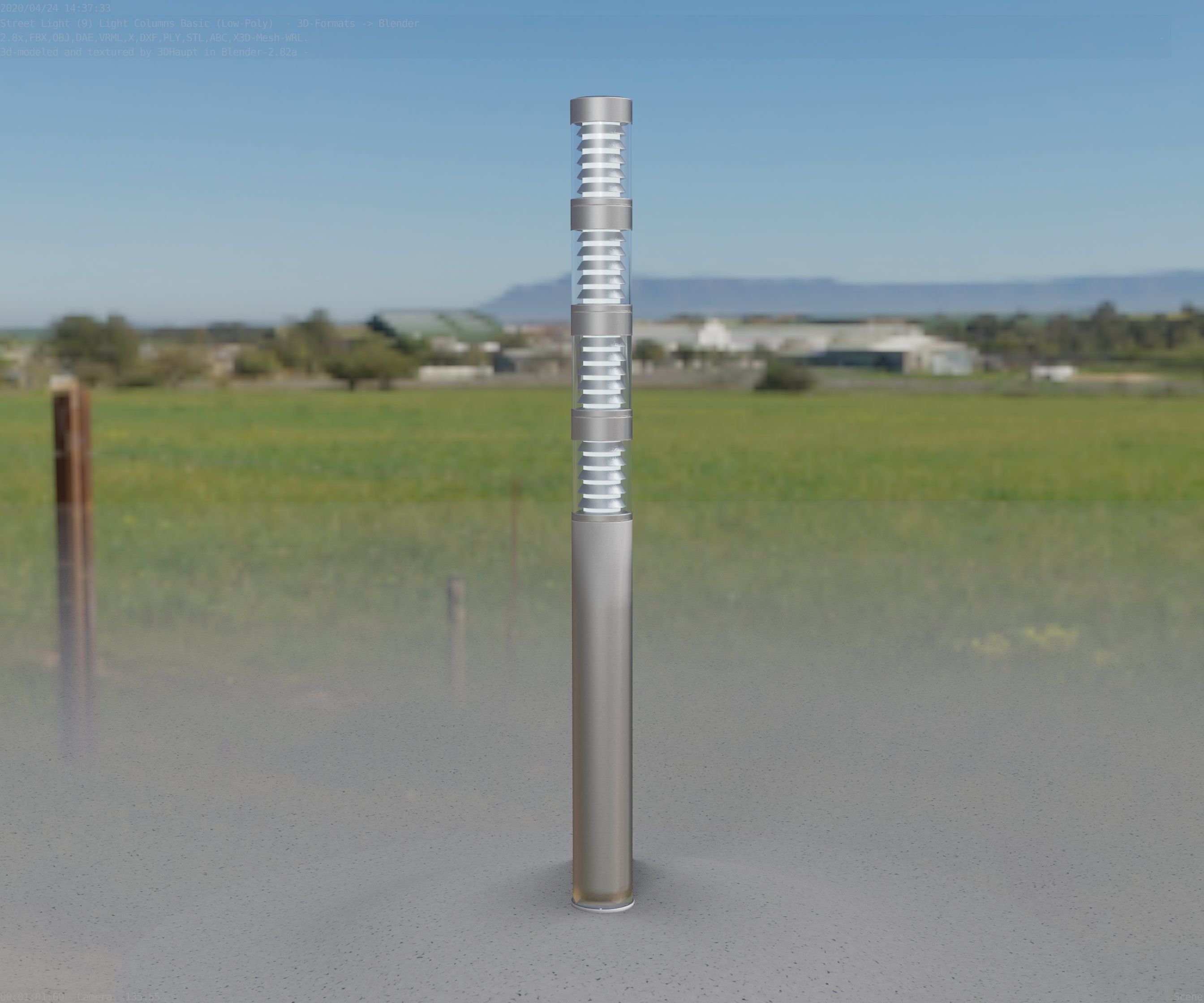 Low-Poly Basic Light Column 15 - Street Light Set-9 Low-poly 3D model_73