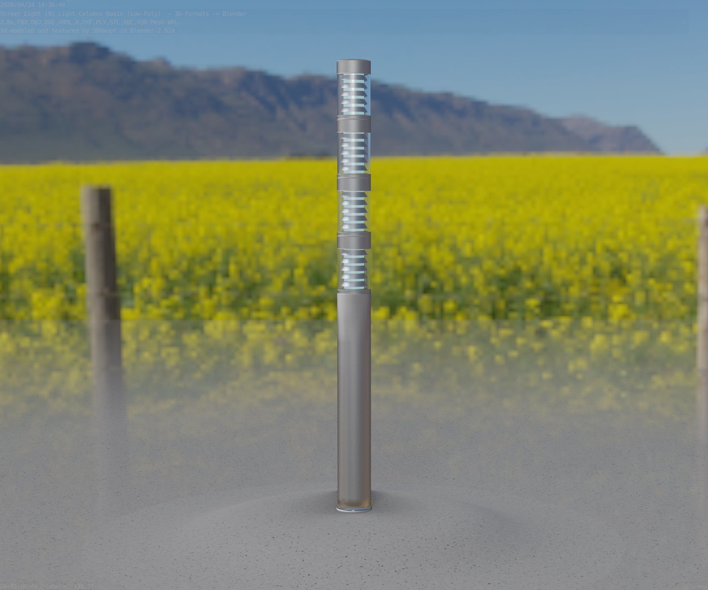 Low-Poly Basic Light Column 15 - Street Light Set-9 Low-poly 3D model_42