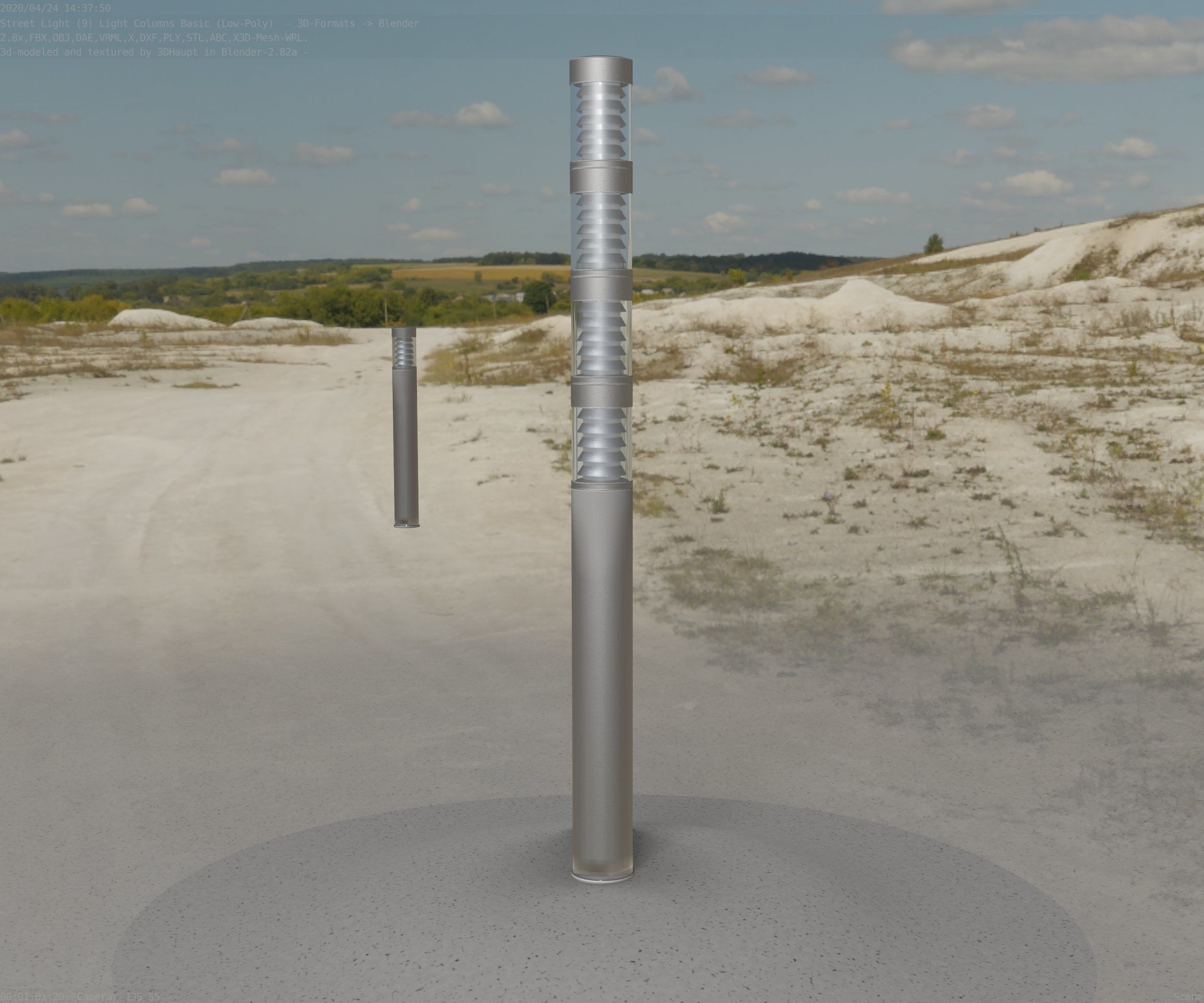 Low-Poly Basic Light Column 15 - Street Light Set-9 Low-poly 3D model_84