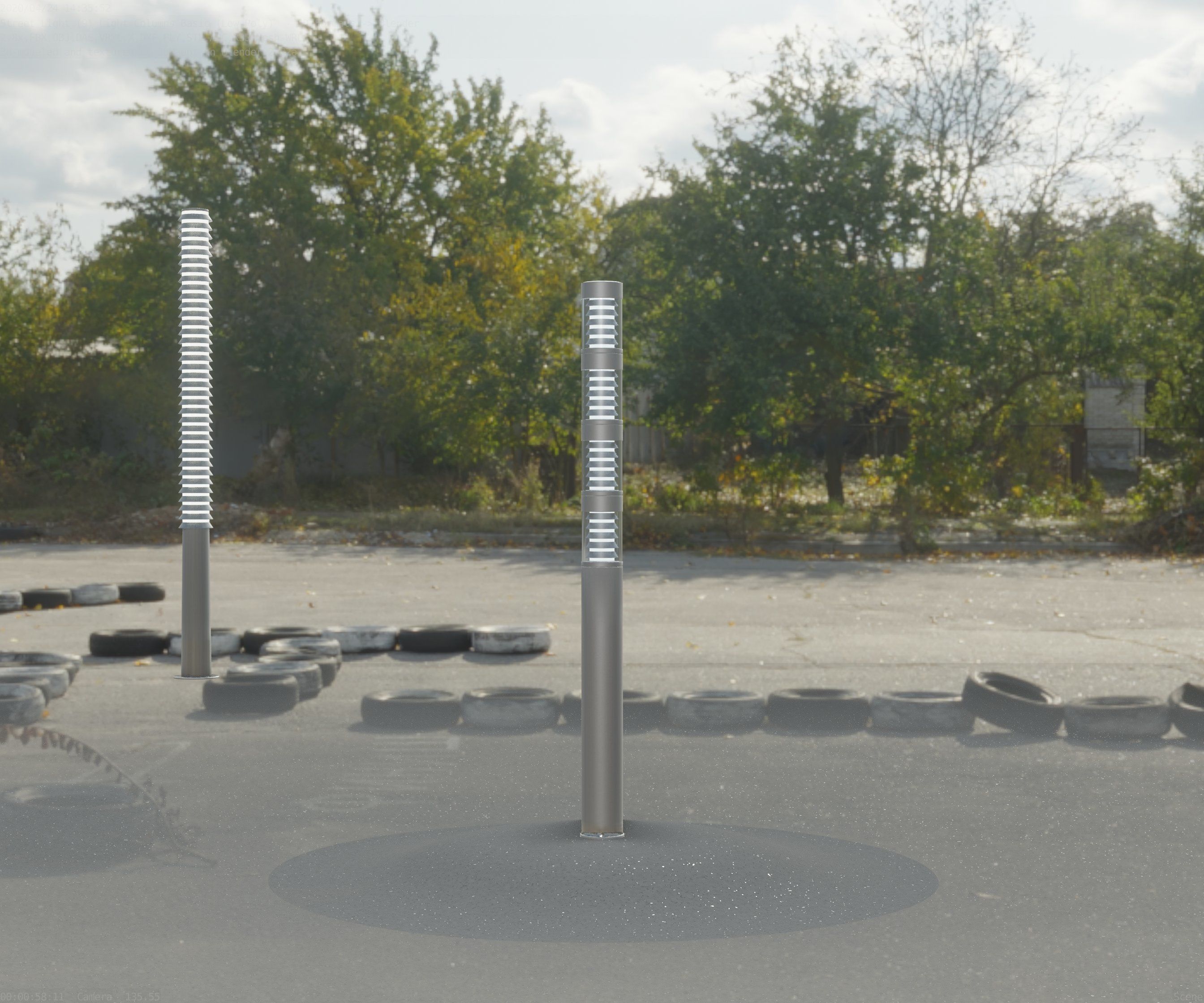 Low-Poly Basic Light Column 15 - Street Light Set-9 Low-poly 3D model_12
