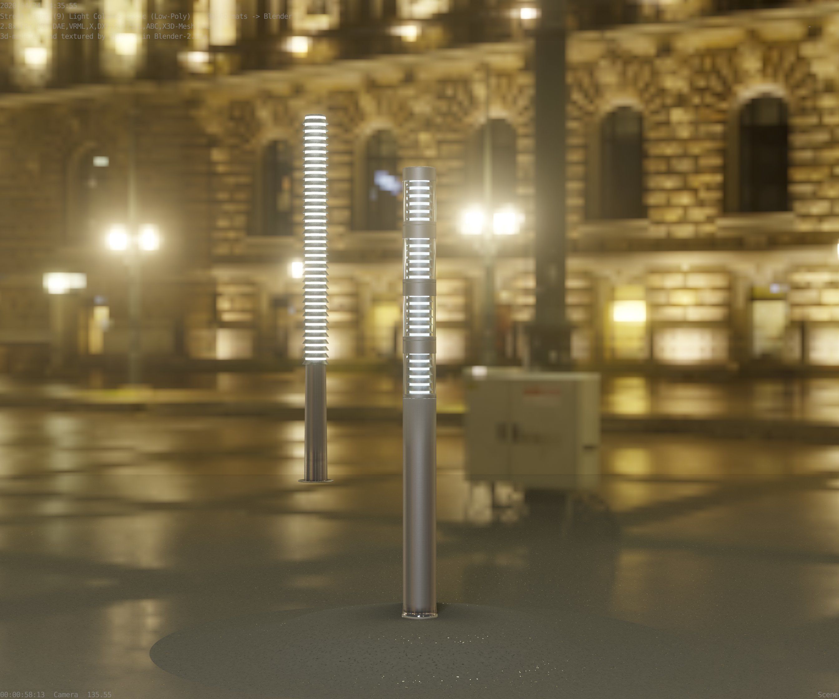 Low-Poly Basic Light Column 15 - Street Light Set-9 Low-poly 3D model_14