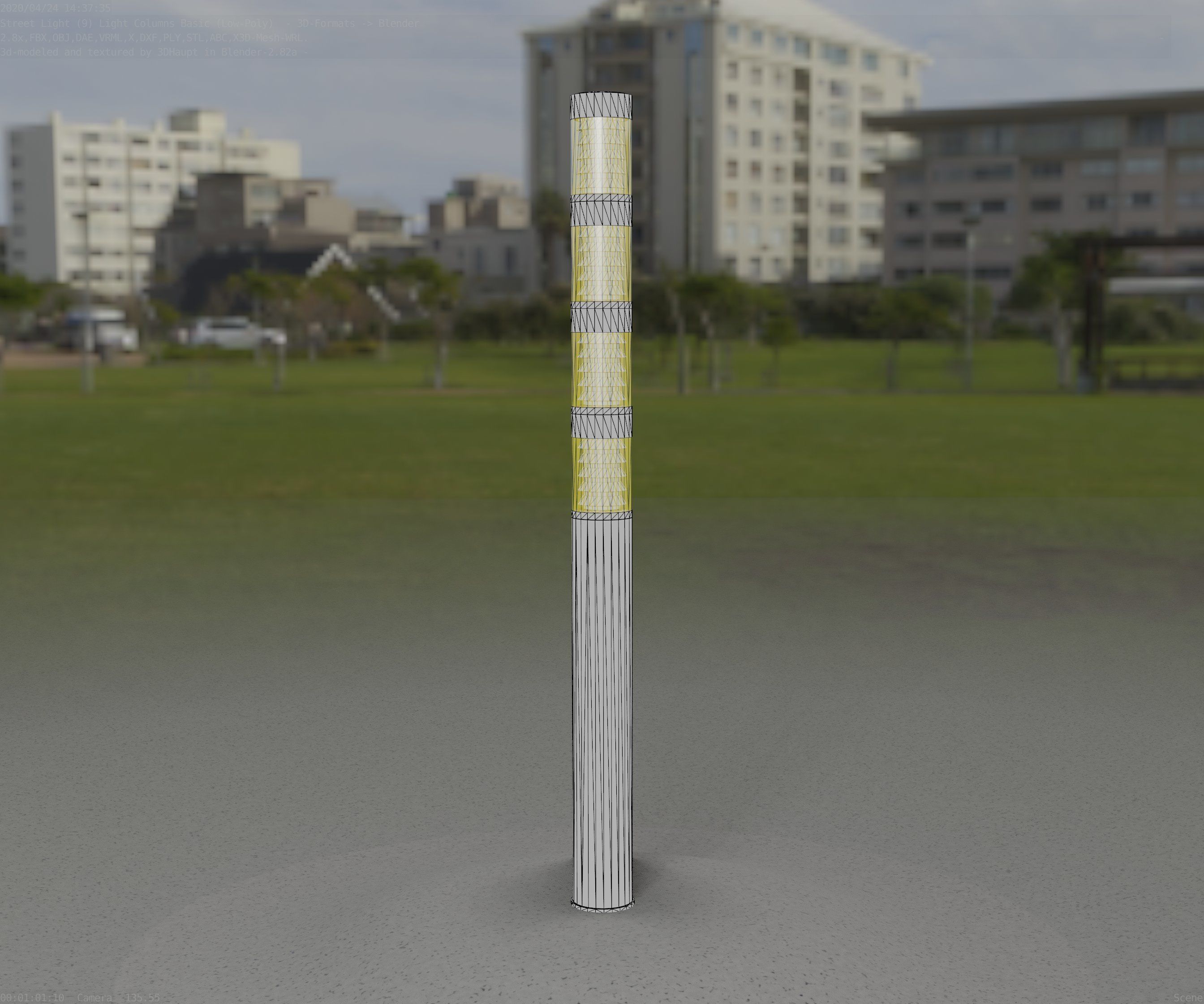 Low-Poly Basic Light Column 15 - Street Light Set-9 Low-poly 3D model_74