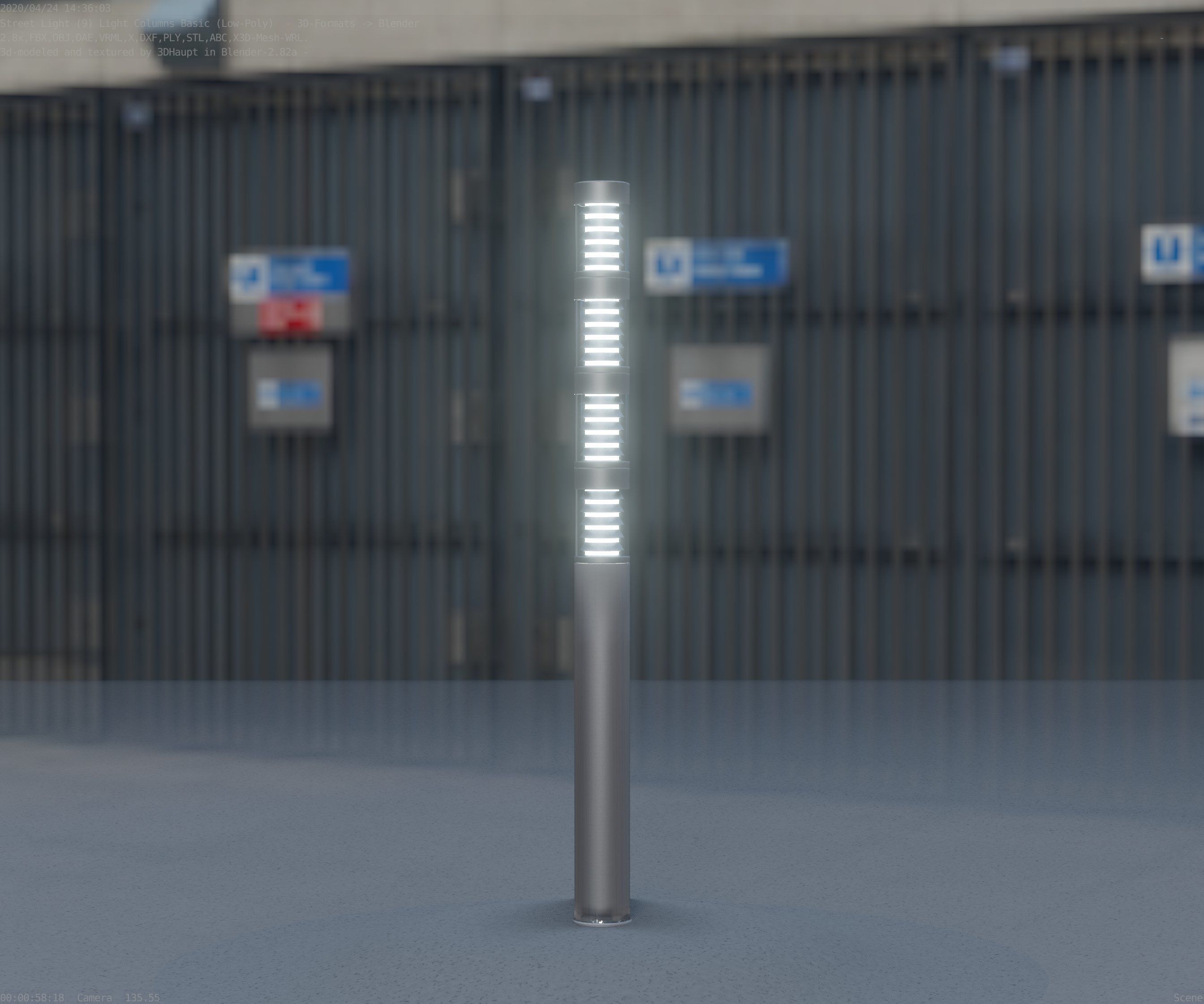 Low-Poly Basic Light Column 15 - Street Light Set-9 Low-poly 3D model_19