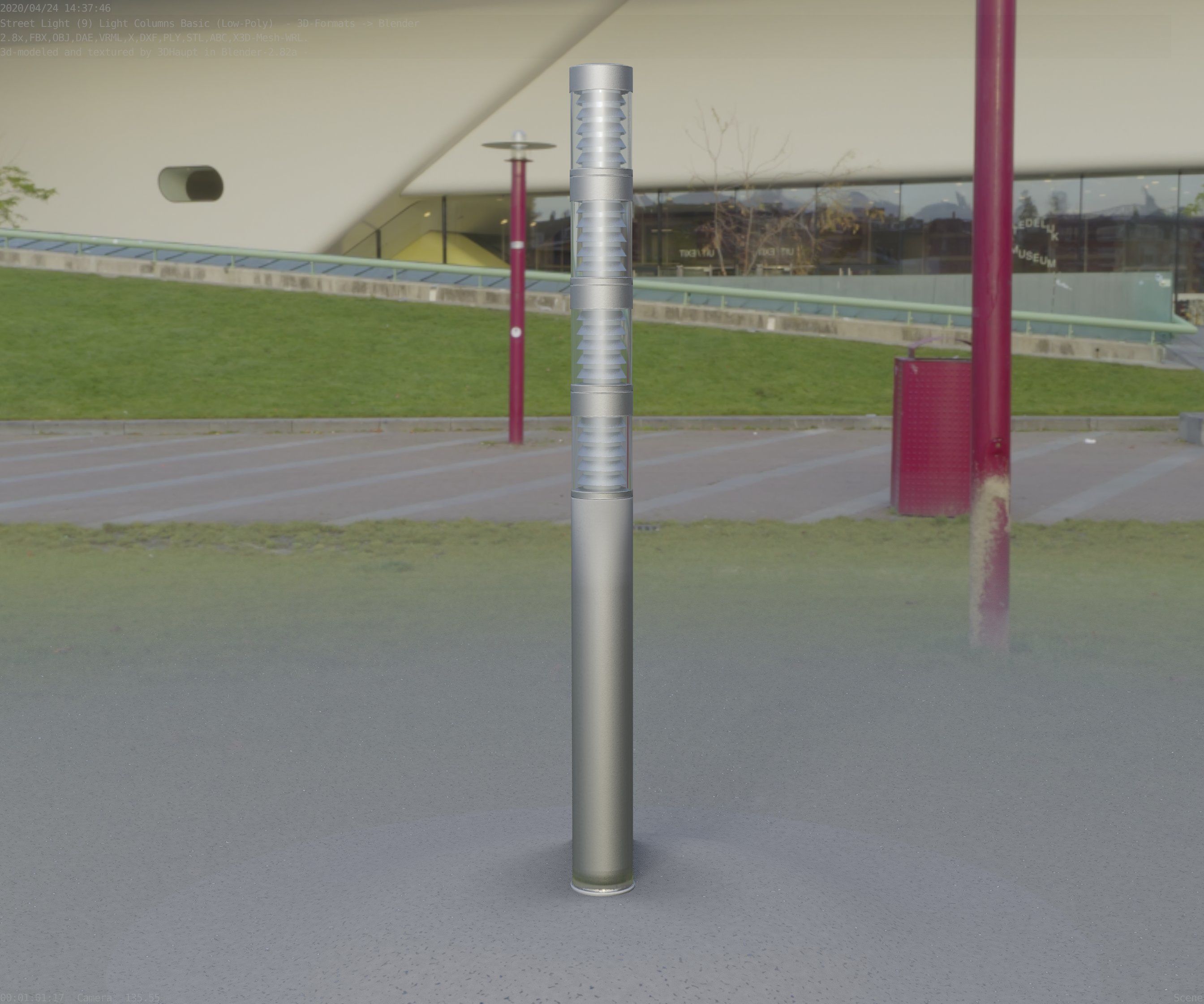 Low-Poly Basic Light Column 15 - Street Light Set-9 Low-poly 3D model_81