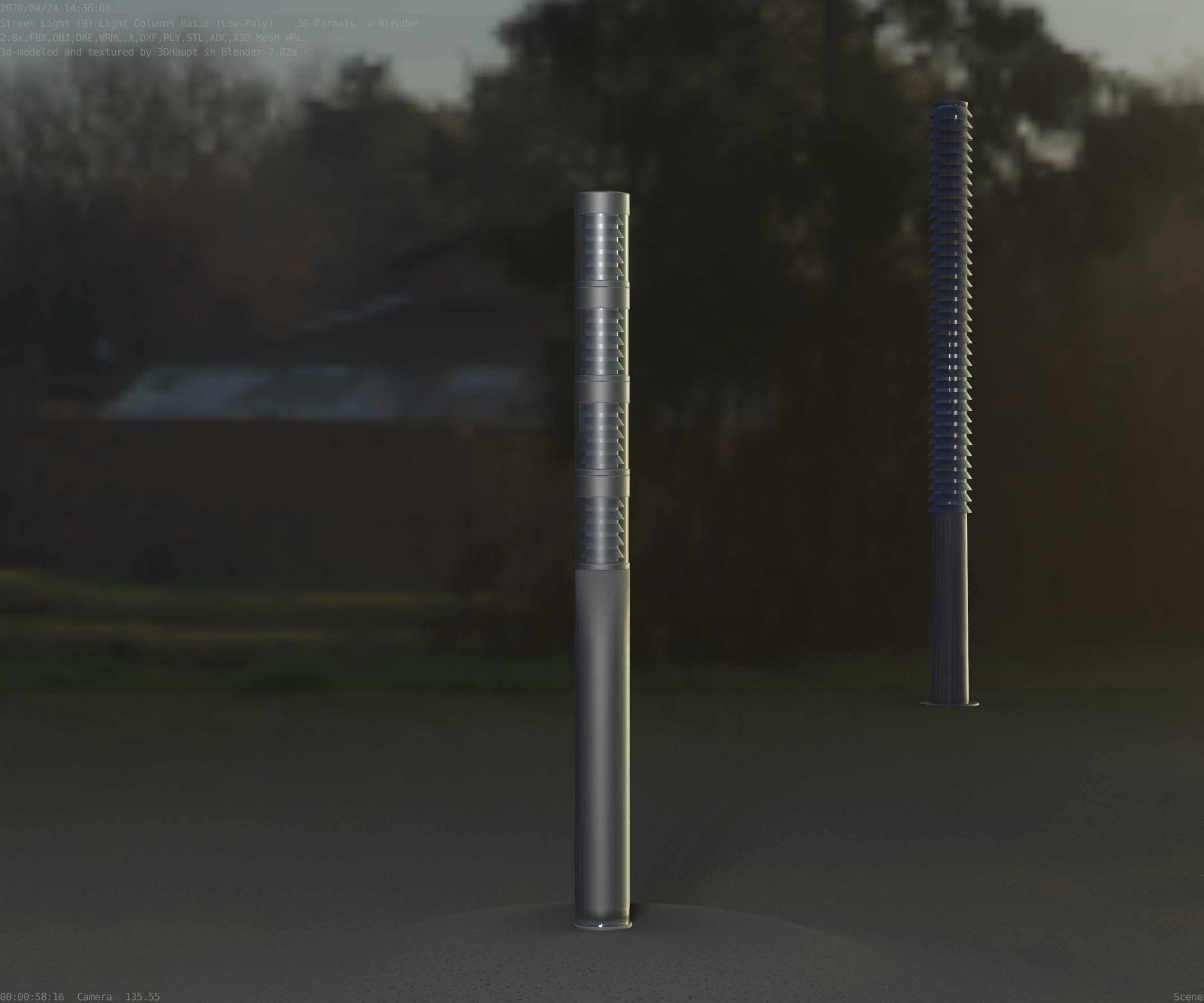 Low-Poly Basic Light Column 15 - Street Light Set-9 Low-poly 3D model_17