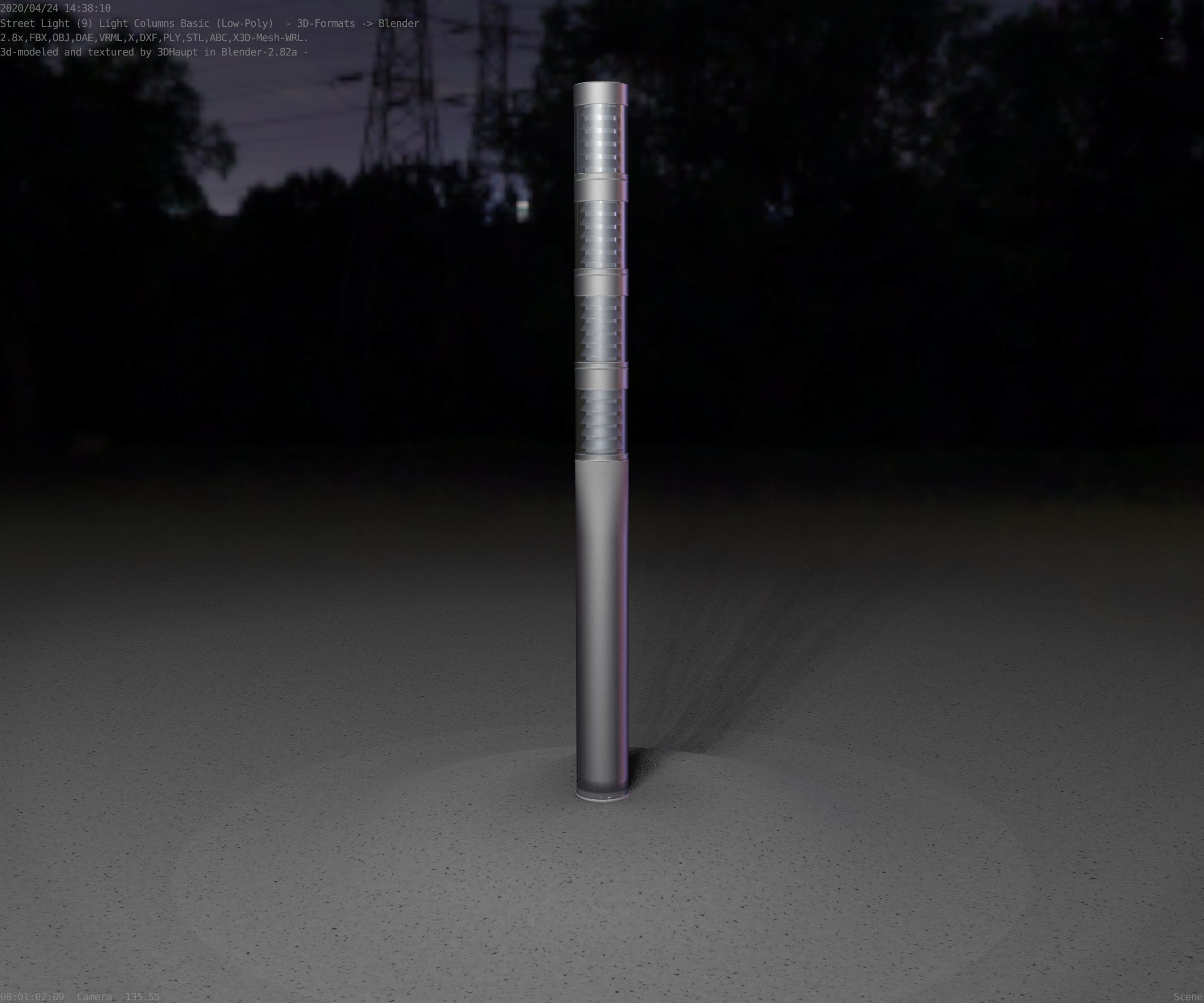 Low-Poly Basic Light Column 15 - Street Light Set-9 Low-poly 3D model_97
