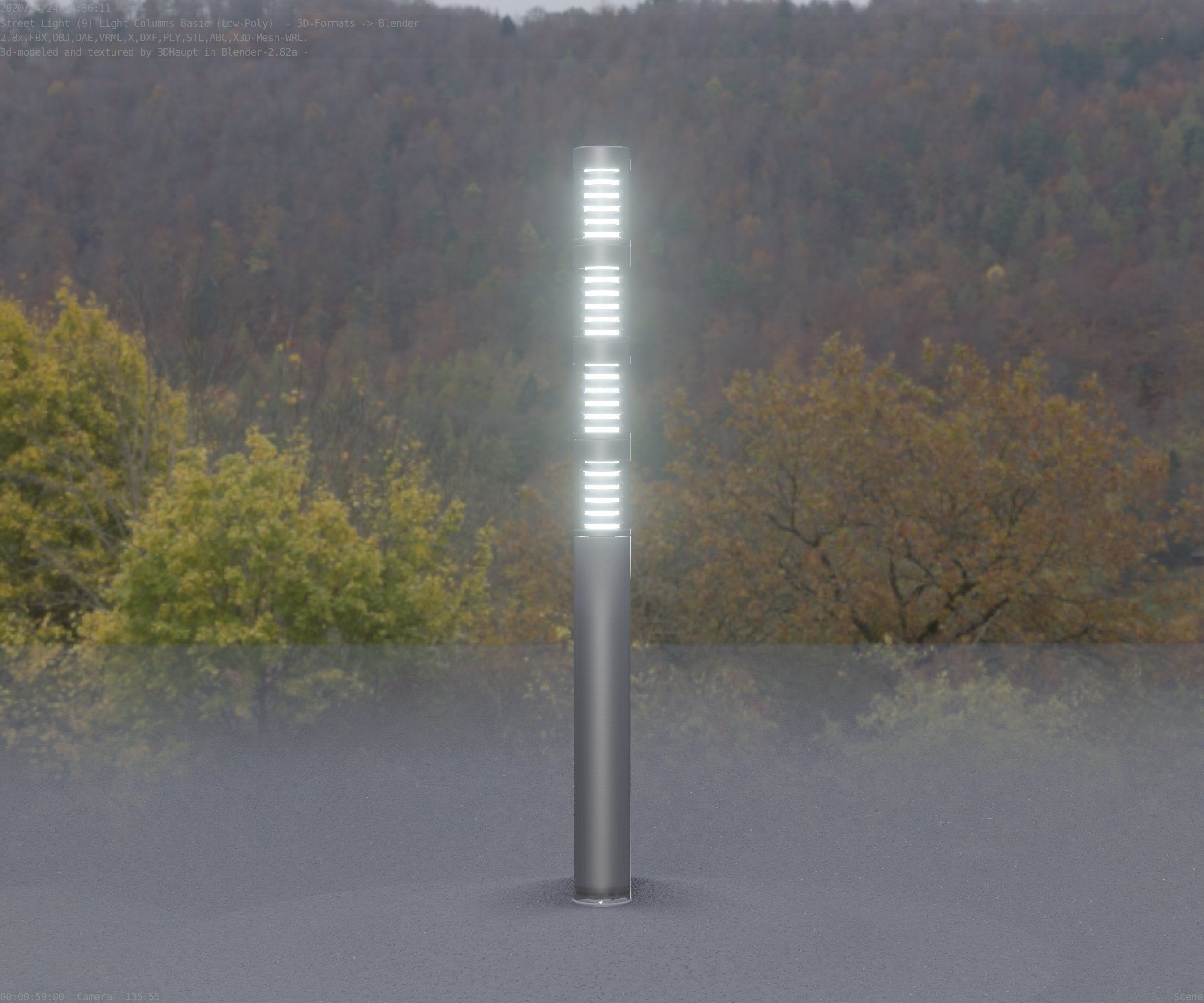 Low-Poly Basic Light Column 15 - Street Light Set-9 Low-poly 3D model_4
