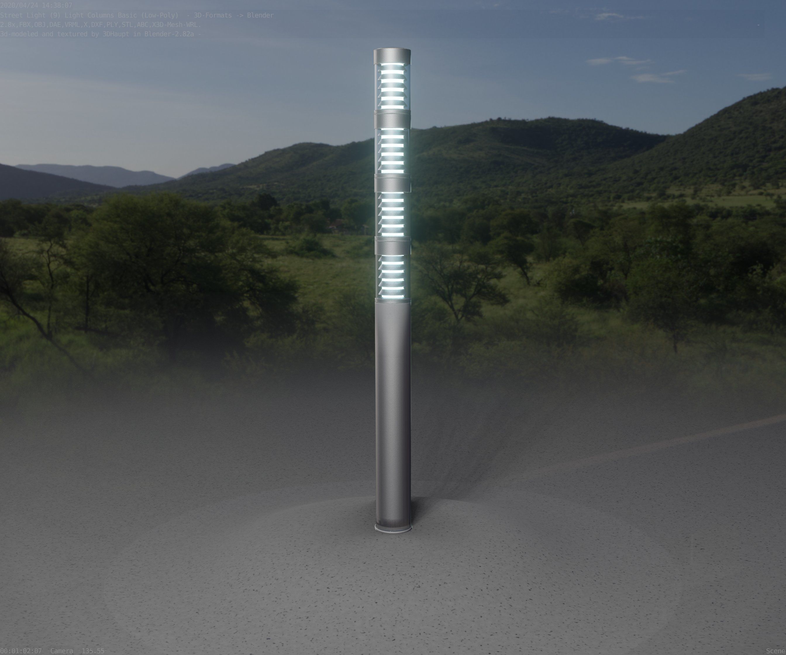 Low-Poly Basic Light Column 15 - Street Light Set-9 Low-poly 3D model_95
