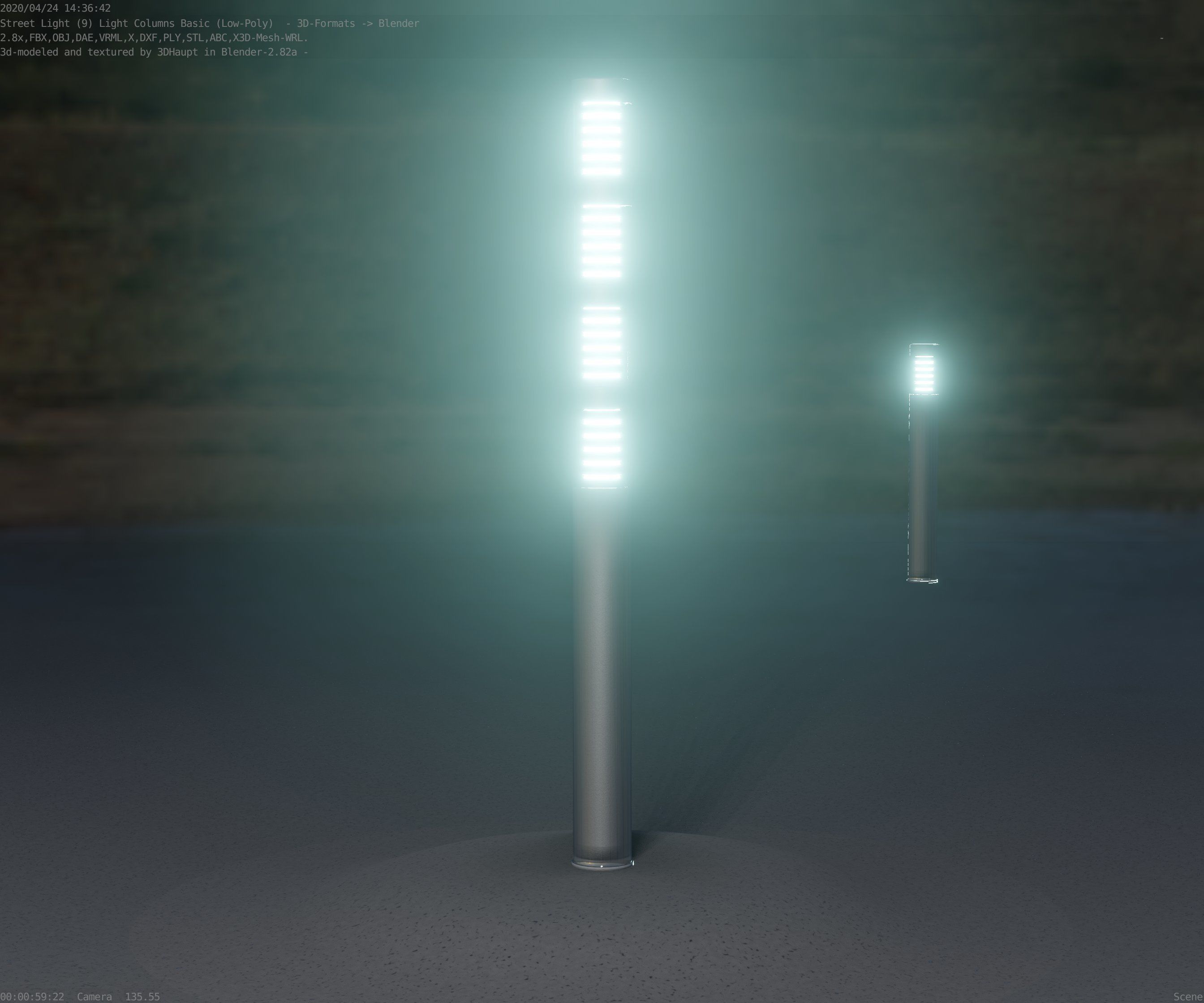 Low-Poly Basic Light Column 15 - Street Light Set-9 Low-poly 3D model_38