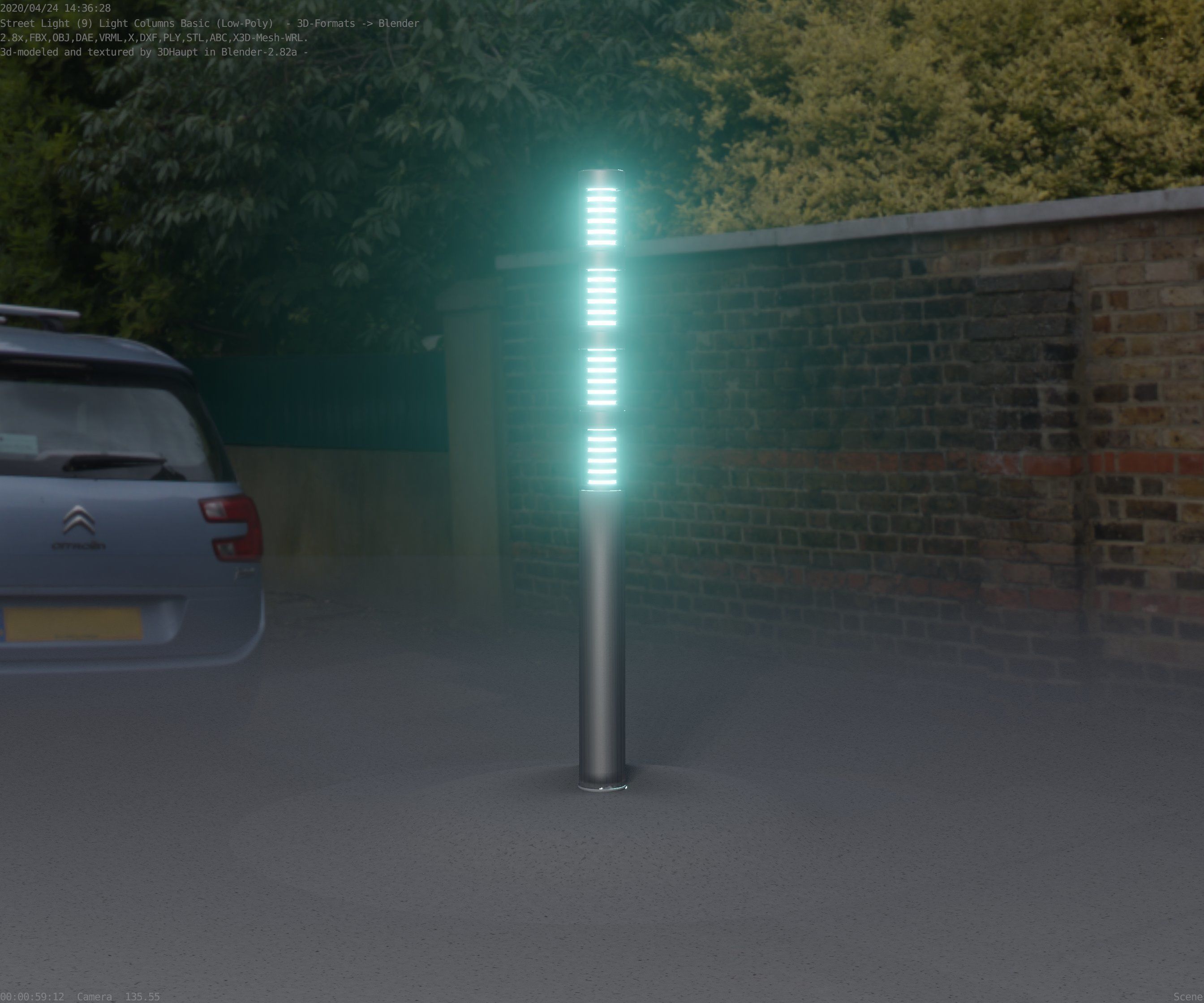 Low-Poly Basic Light Column 15 - Street Light Set-9 Low-poly 3D model_28