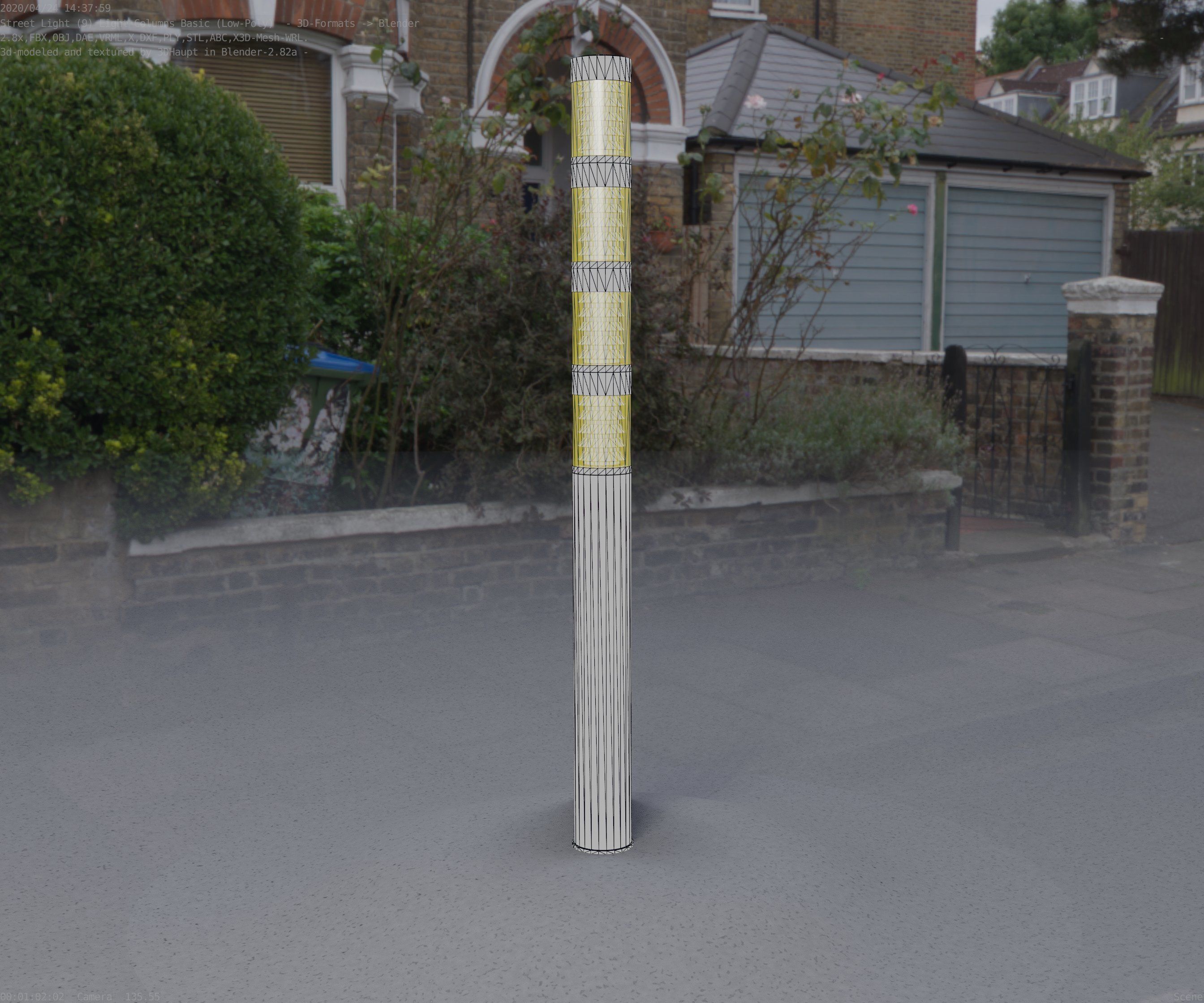 Low-Poly Basic Light Column 15 - Street Light Set-9 Low-poly 3D model_90