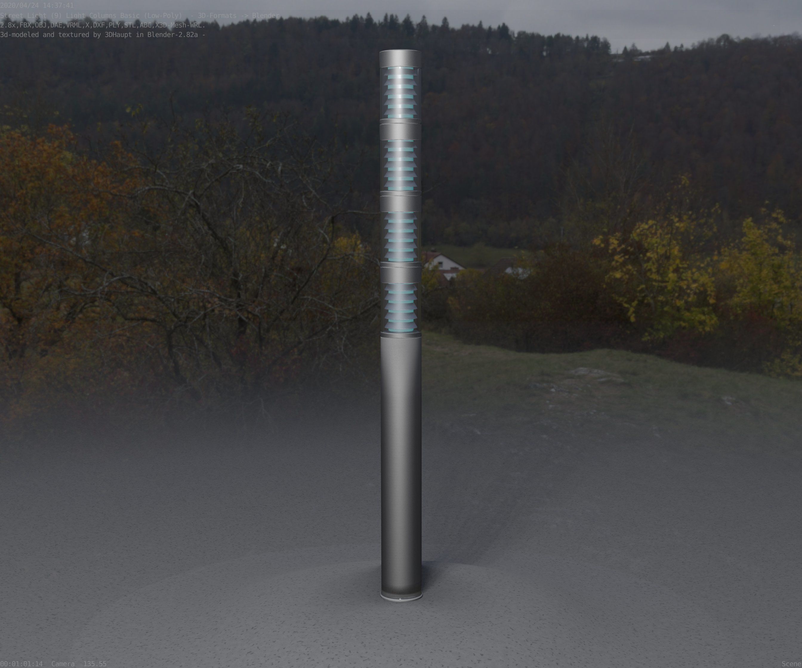 Low-Poly Basic Light Column 15 - Street Light Set-9 Low-poly 3D model_78