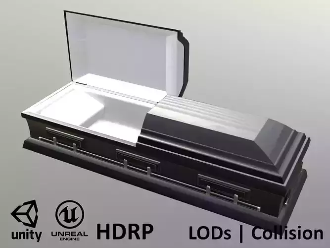 Casket Black - Unity - HDRP - UE4 Low-poly 3D model