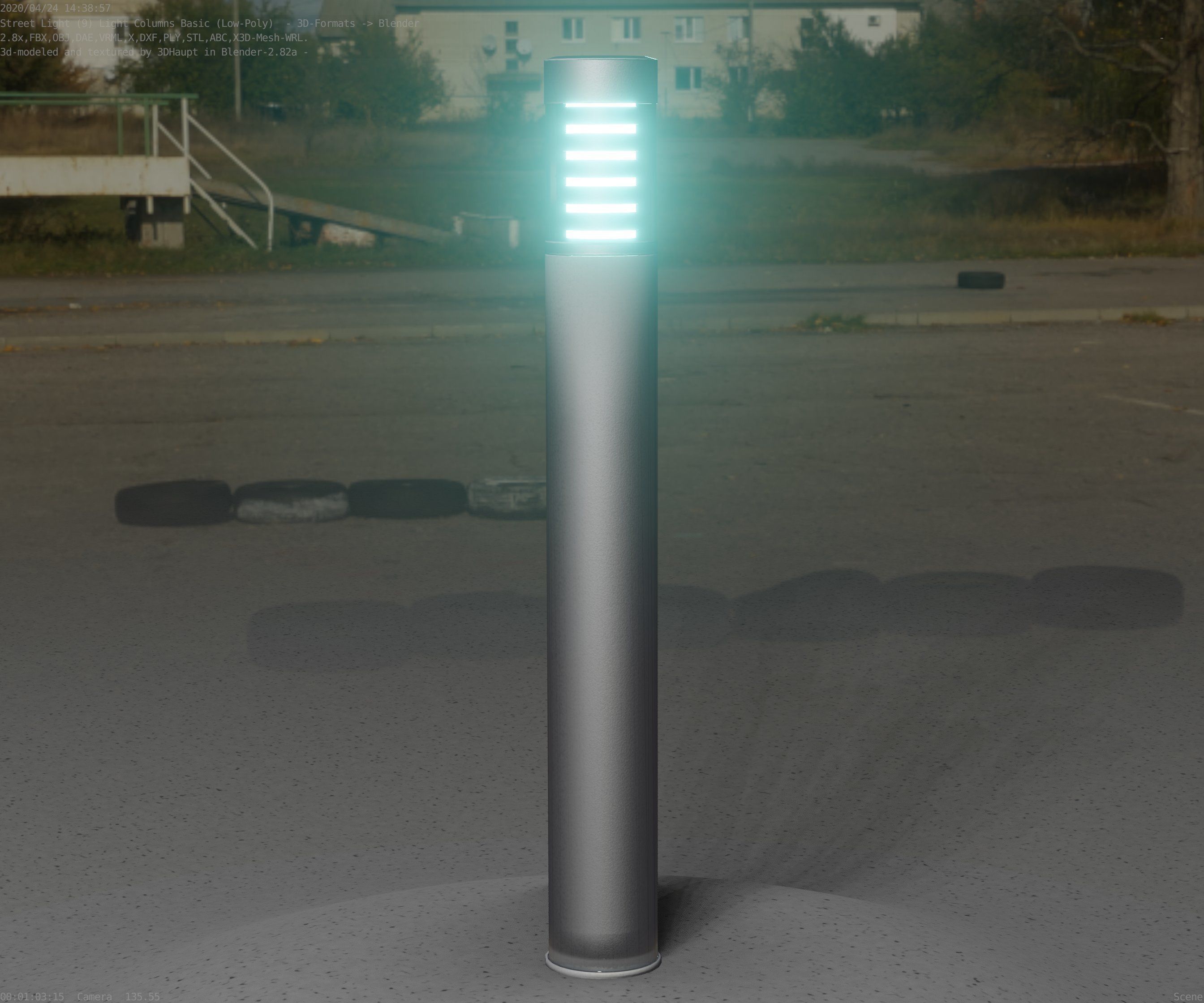 Low-Poly Basic Light Column 16 - Street Light Set-9 Low-poly 3D model_46