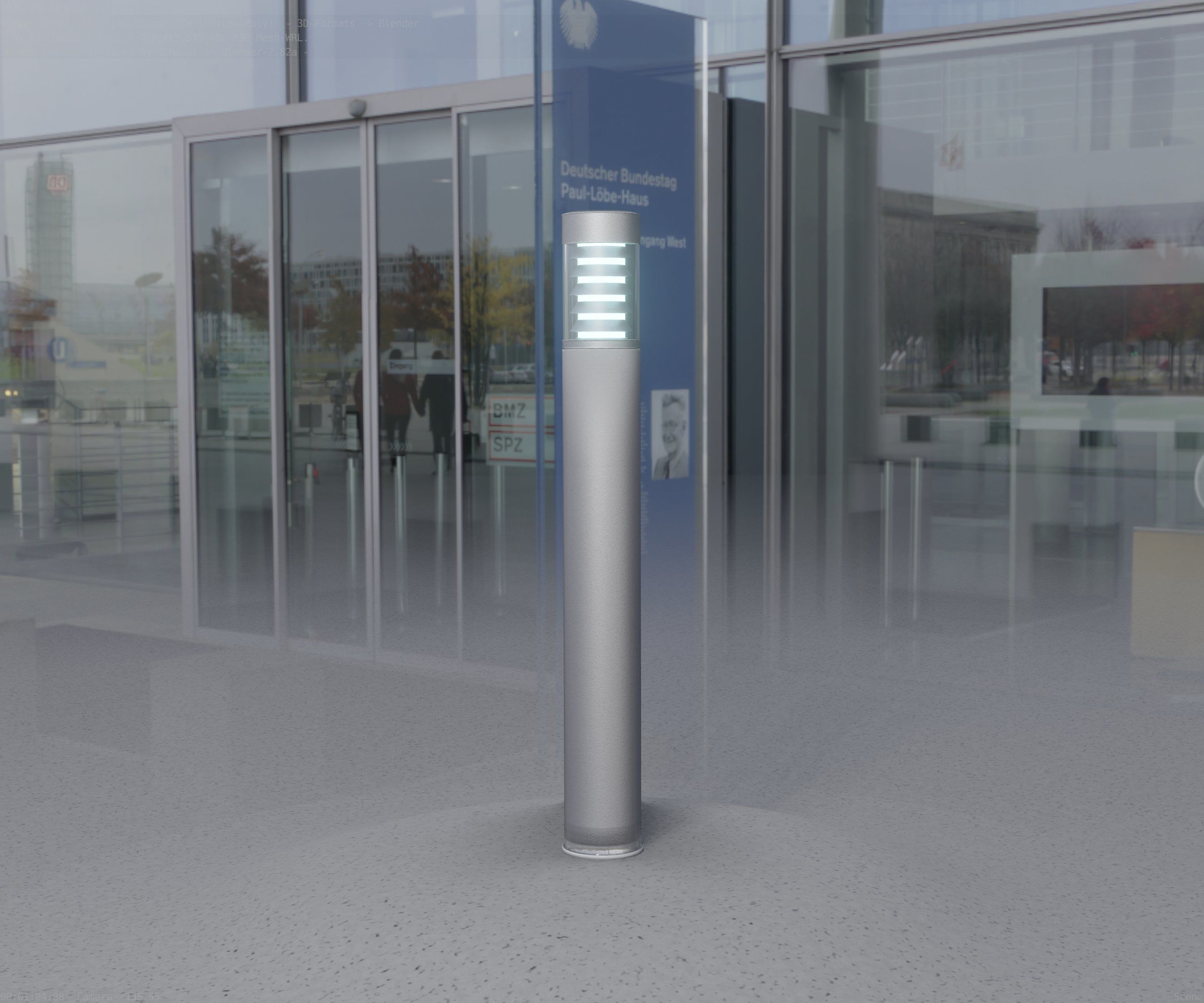 Low-Poly Basic Light Column 16 - Street Light Set-9 Low-poly 3D model_63