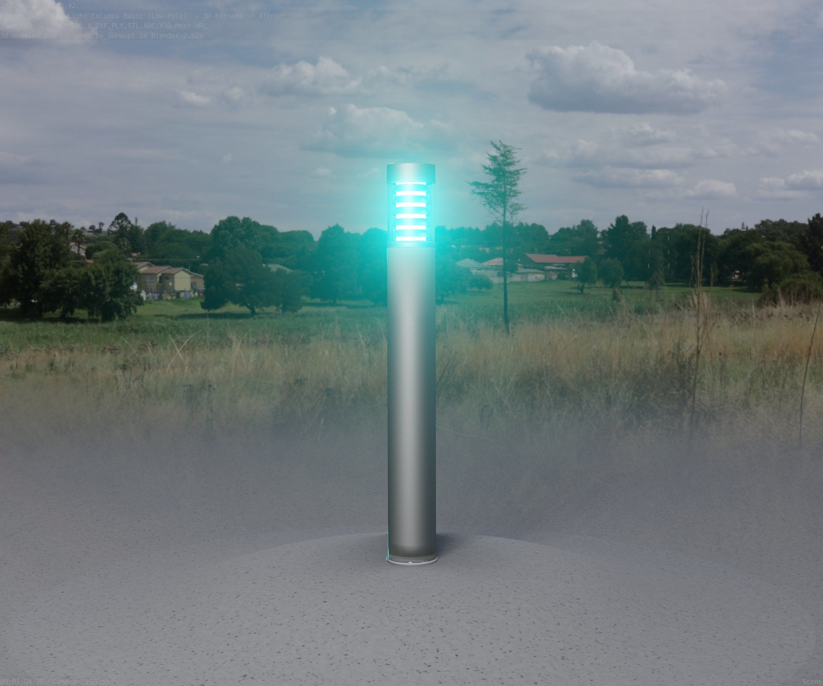 Low-Poly Basic Light Column 16 - Street Light Set-9 Low-poly 3D model_9