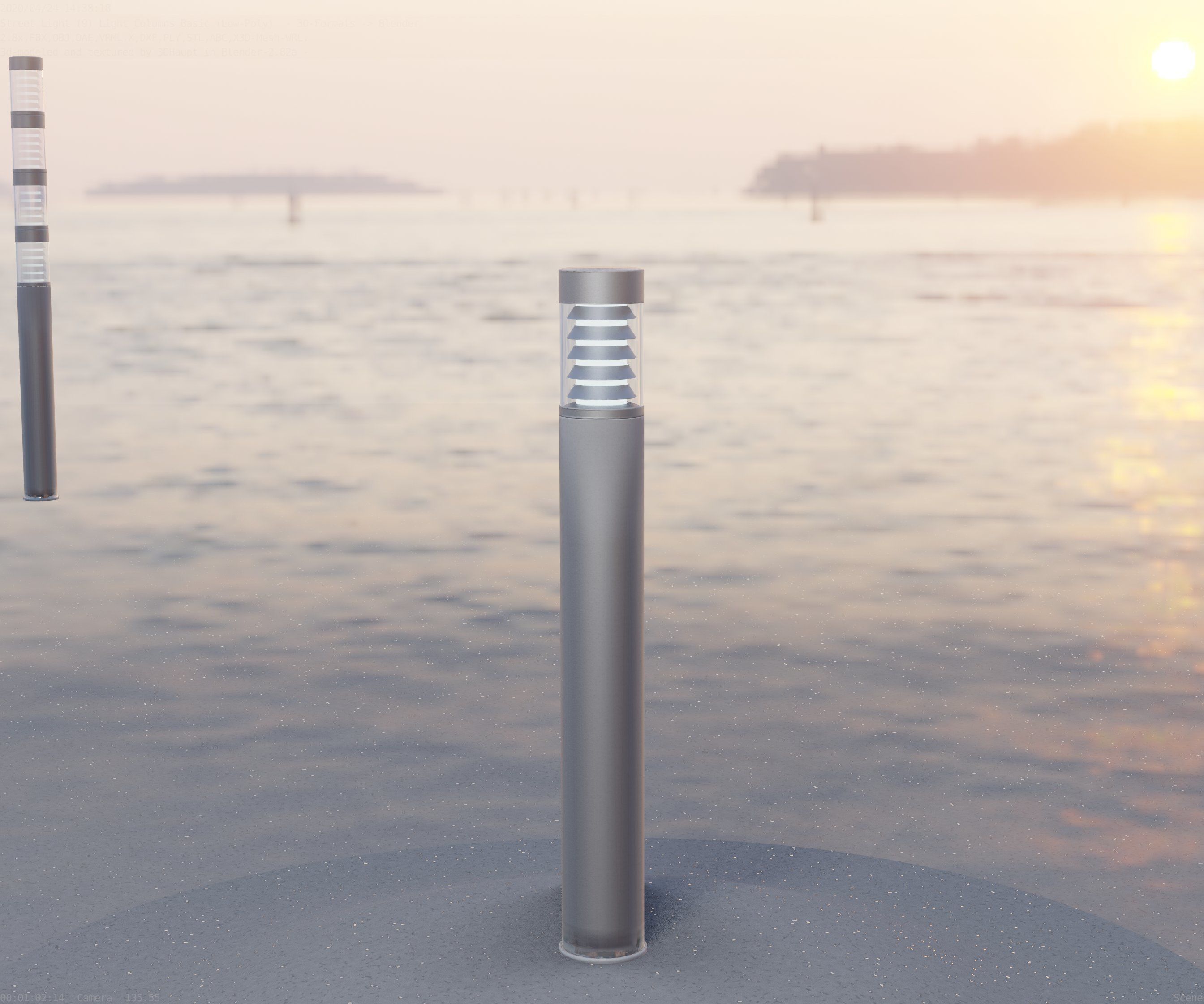 Low-Poly Basic Light Column 16 - Street Light Set-9 Low-poly 3D model_21