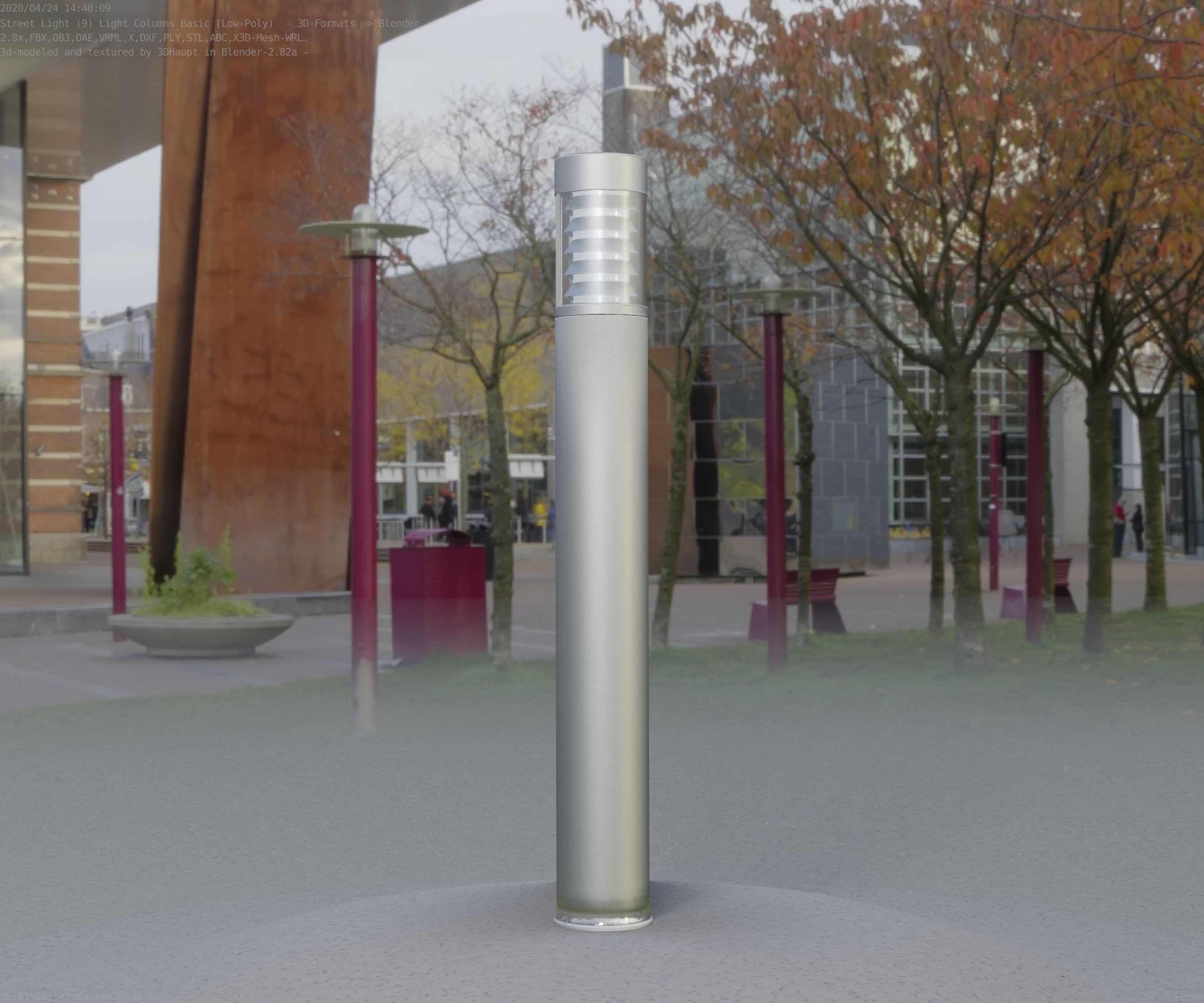 Low-Poly Basic Light Column 16 - Street Light Set-9 Low-poly 3D model_82