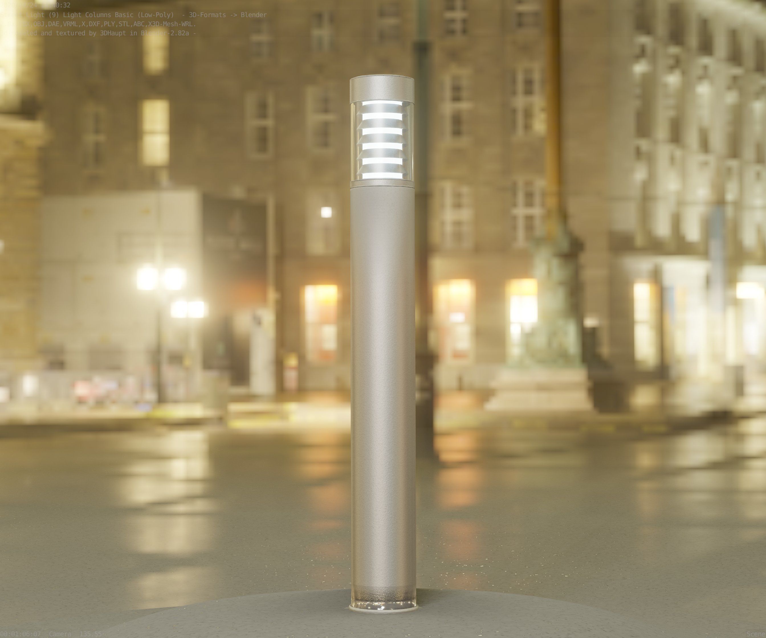 Low-Poly Basic Light Column 16 - Street Light Set-9 Low-poly 3D model_91