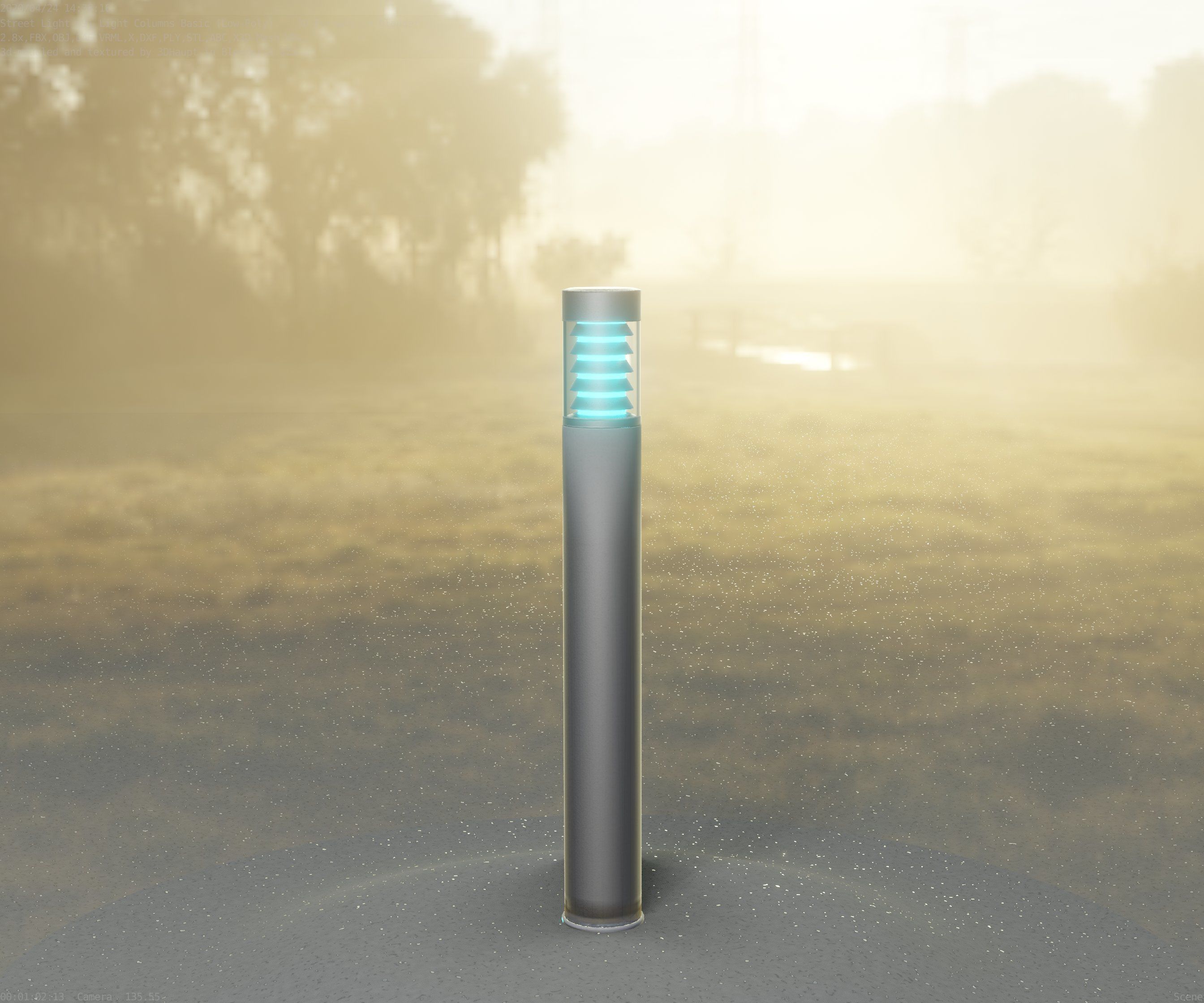 Low-Poly Basic Light Column 16 - Street Light Set-9 Low-poly 3D model_20