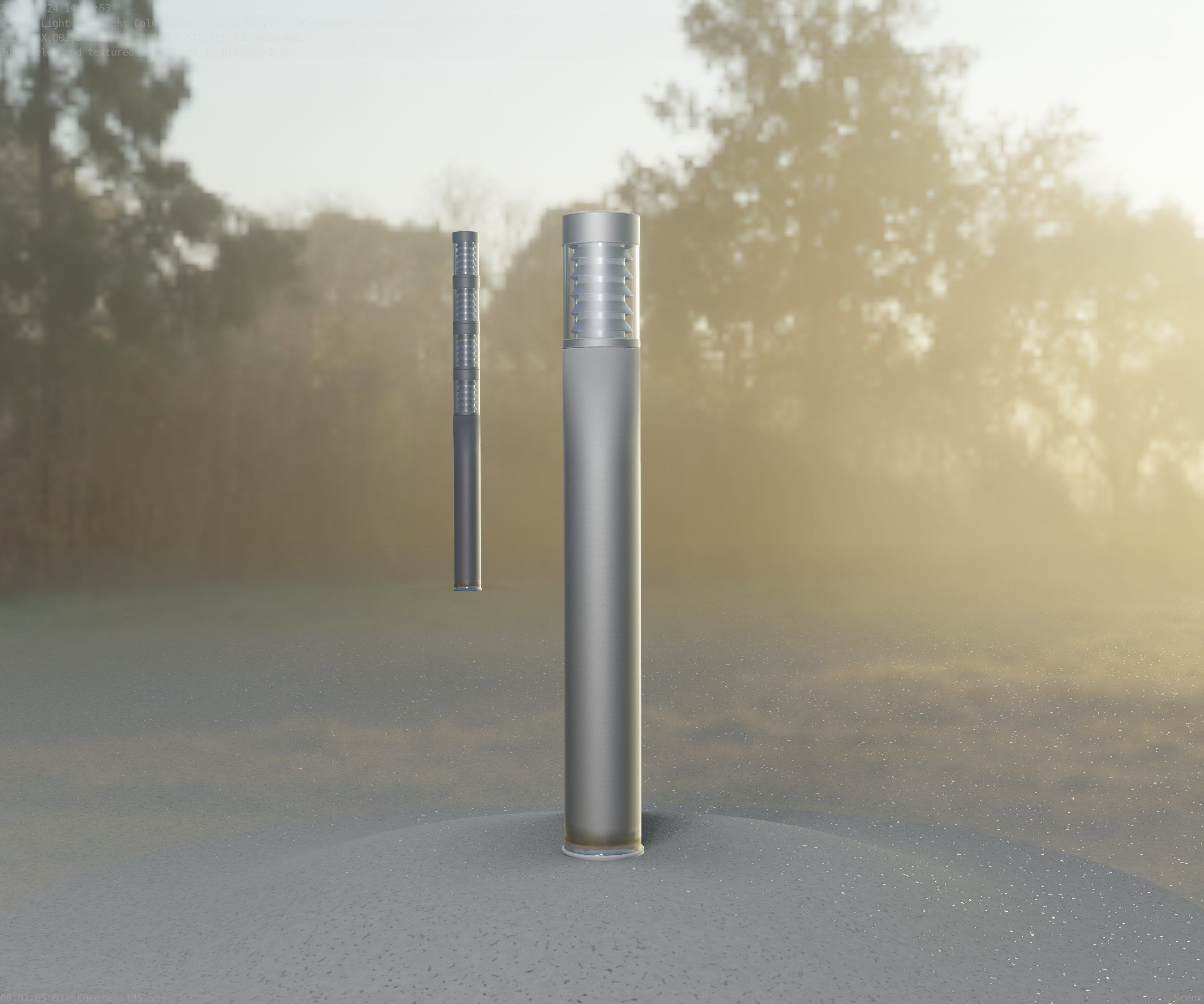 Low-Poly Basic Light Column 16 - Street Light Set-9 Low-poly 3D model_16