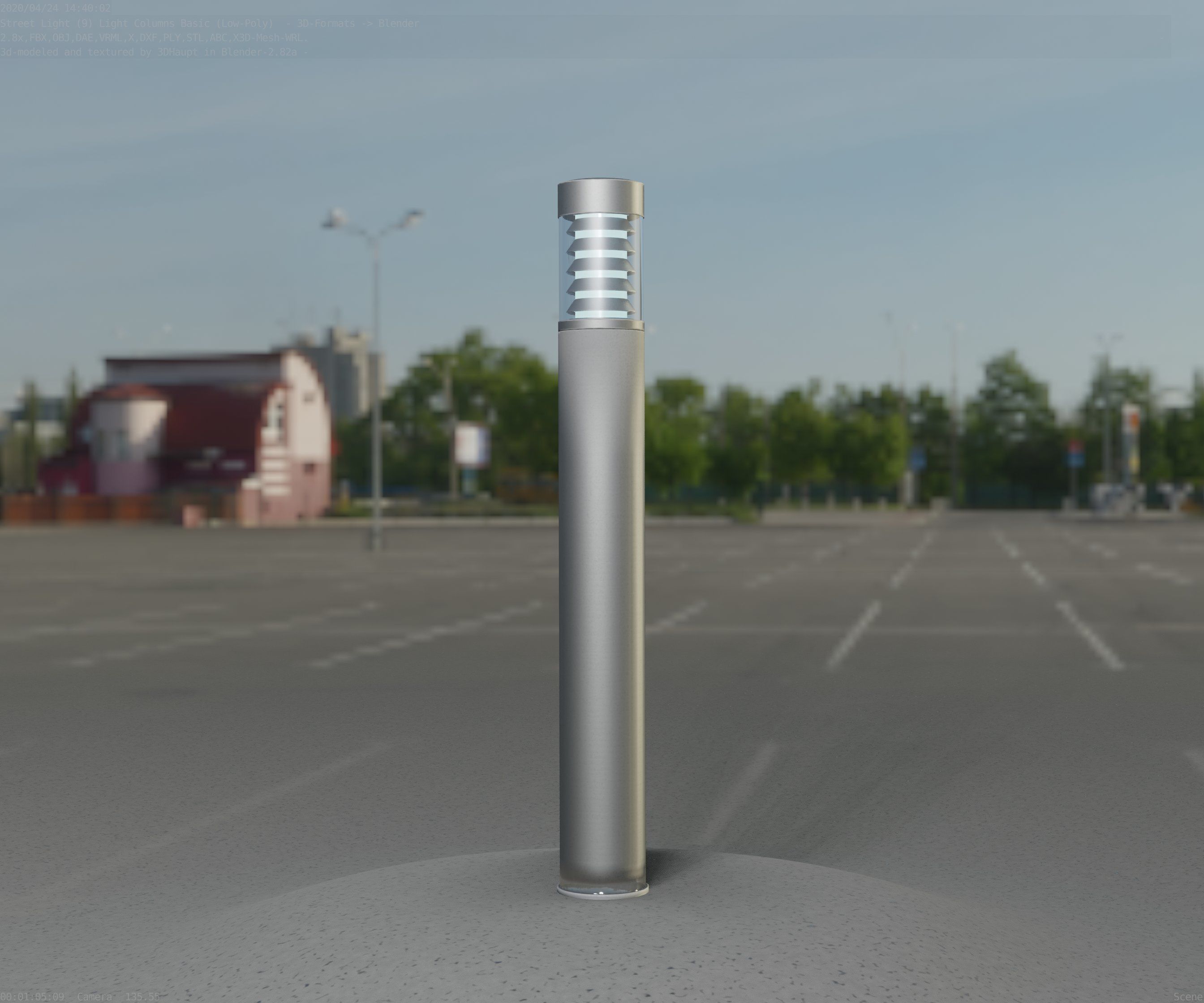 Low-Poly Basic Light Column 16 - Street Light Set-9 Low-poly 3D model_77