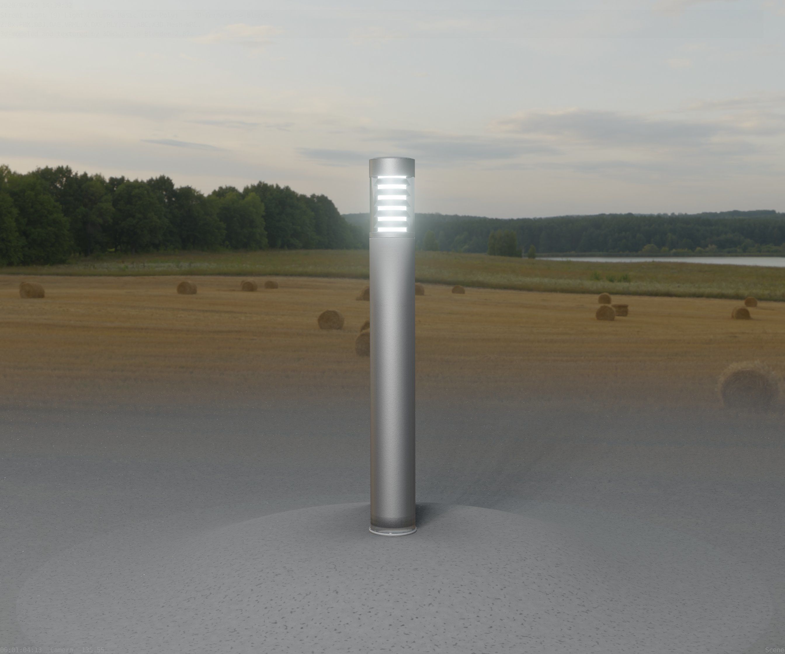 Low-Poly Basic Light Column 16 - Street Light Set-9 Low-poly 3D model_68