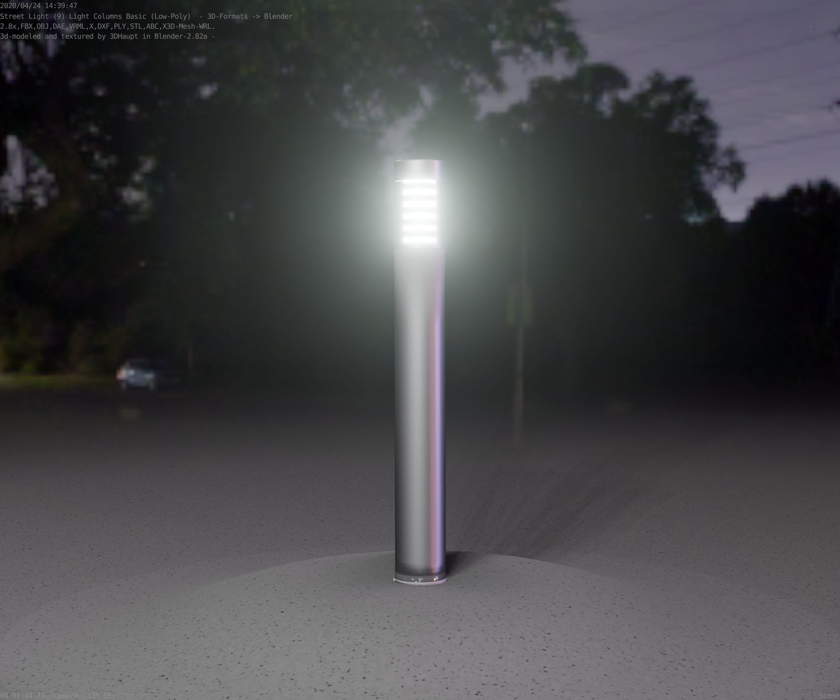 Low-Poly Basic Light Column 16 - Street Light Set-9 Low-poly 3D model_12