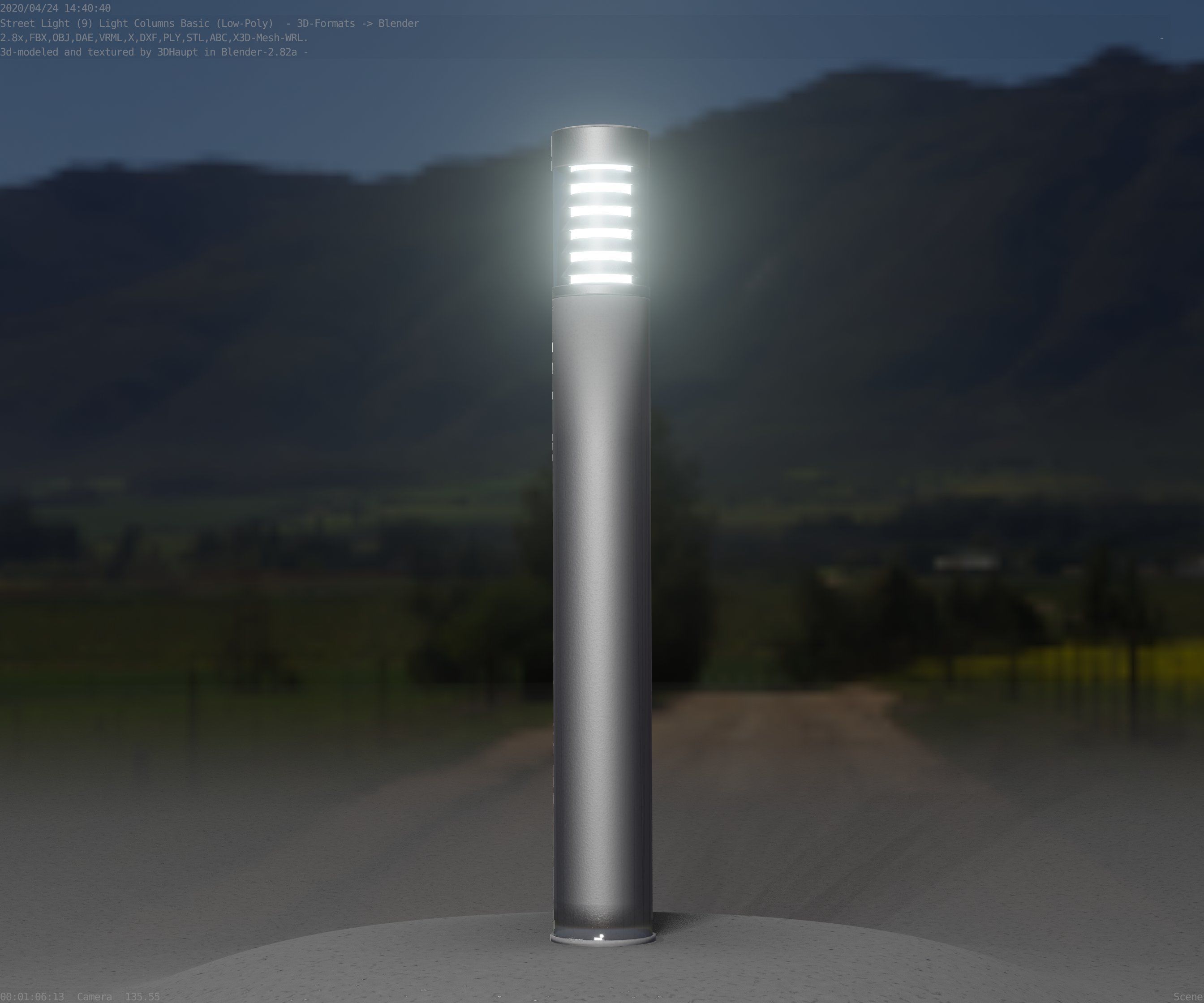 Low-Poly Basic Light Column 16 - Street Light Set-9 Low-poly 3D model_97