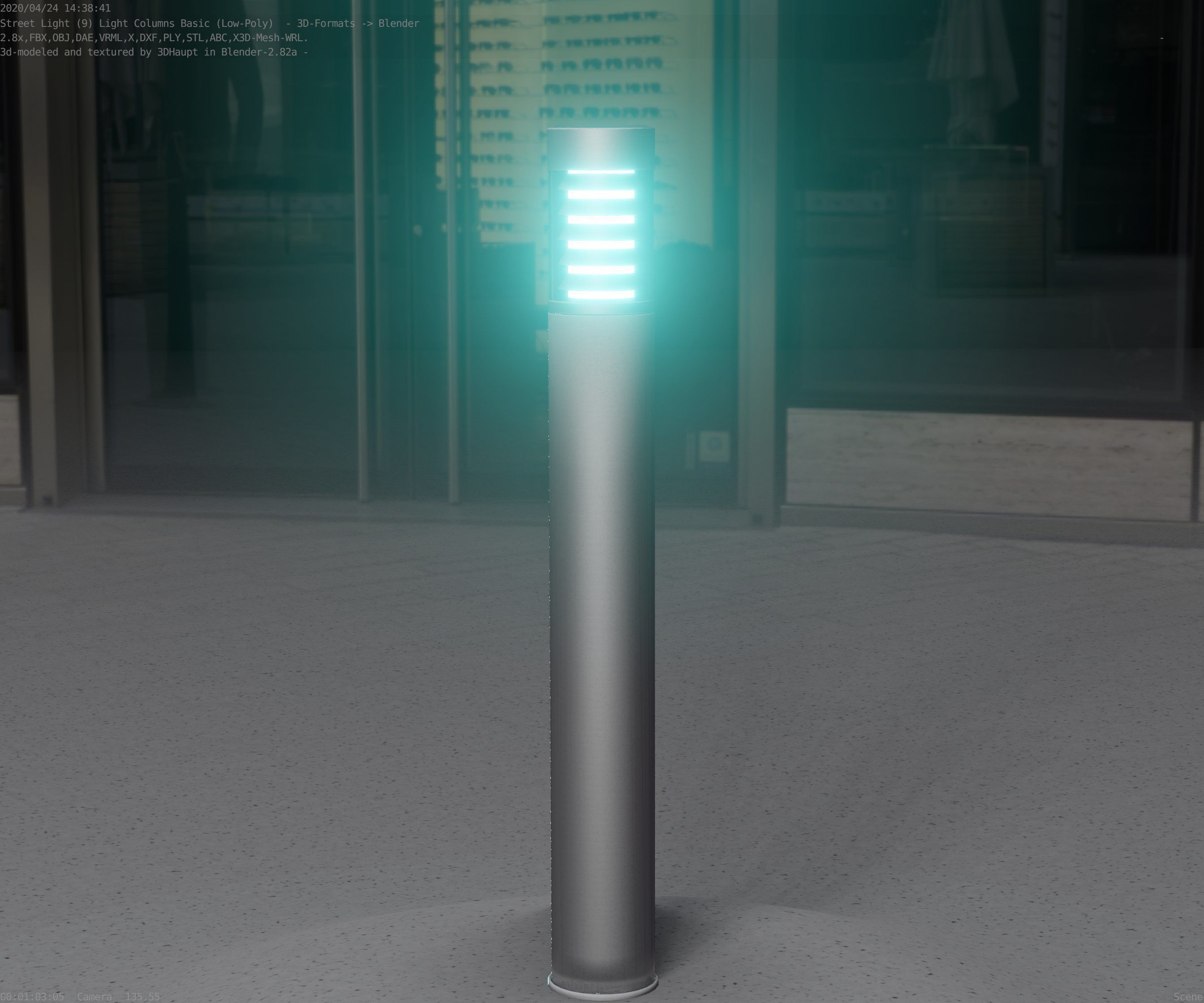 Low-Poly Basic Light Column 16 - Street Light Set-9 Low-poly 3D model_36