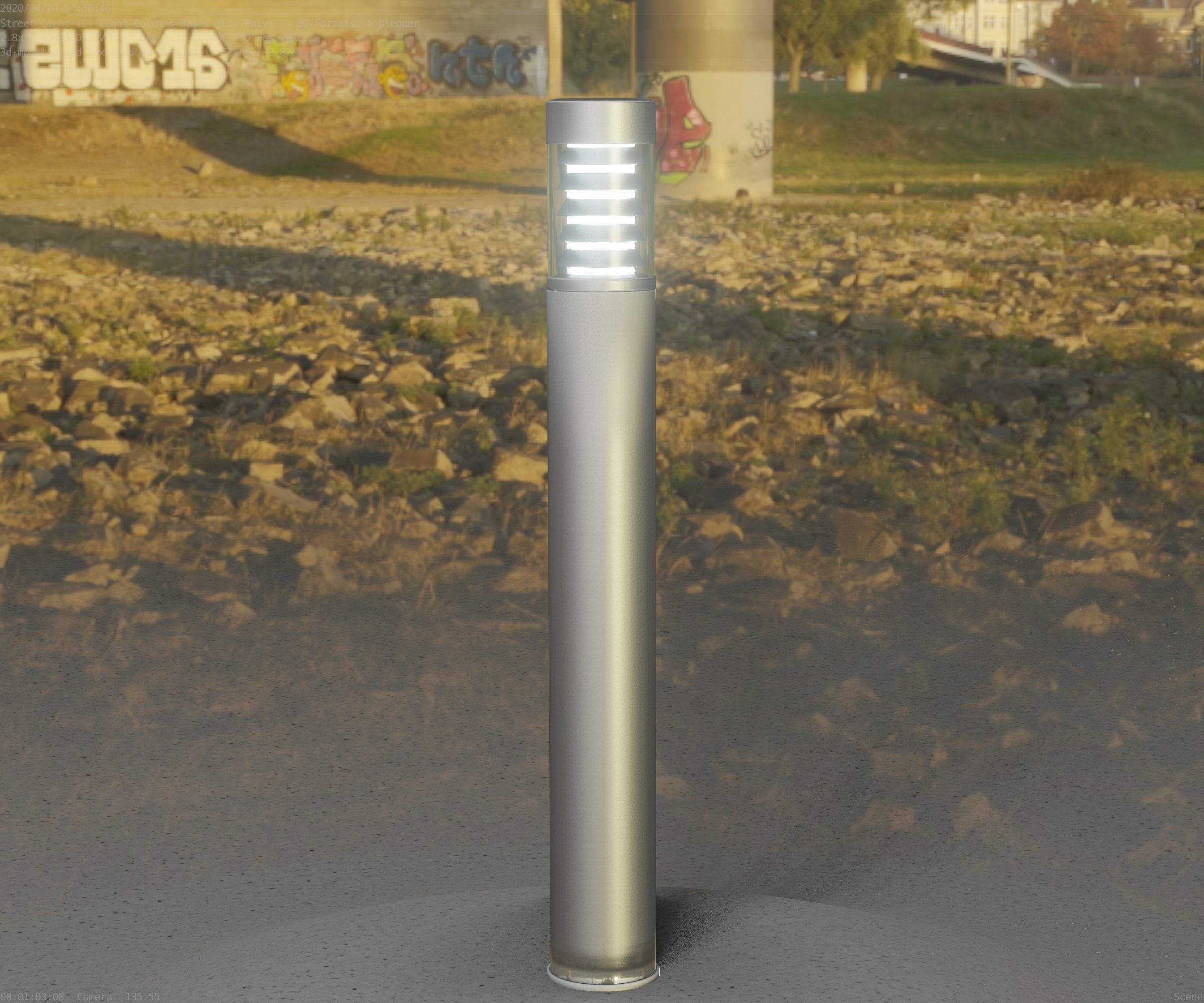 Low-Poly Basic Light Column 16 - Street Light Set-9 Low-poly 3D model_39