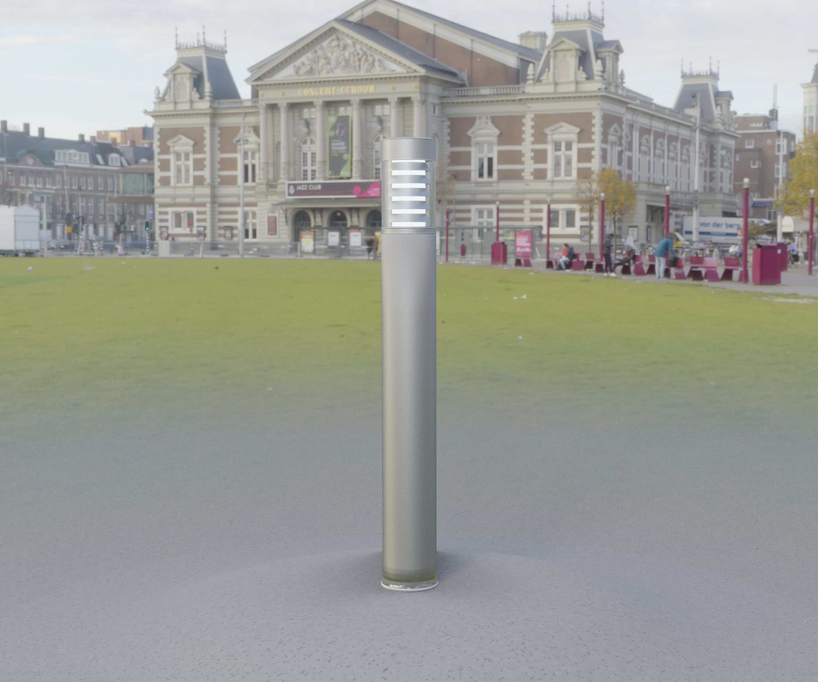 Low-Poly Basic Light Column 16 - Street Light Set-9 Low-poly 3D model_62