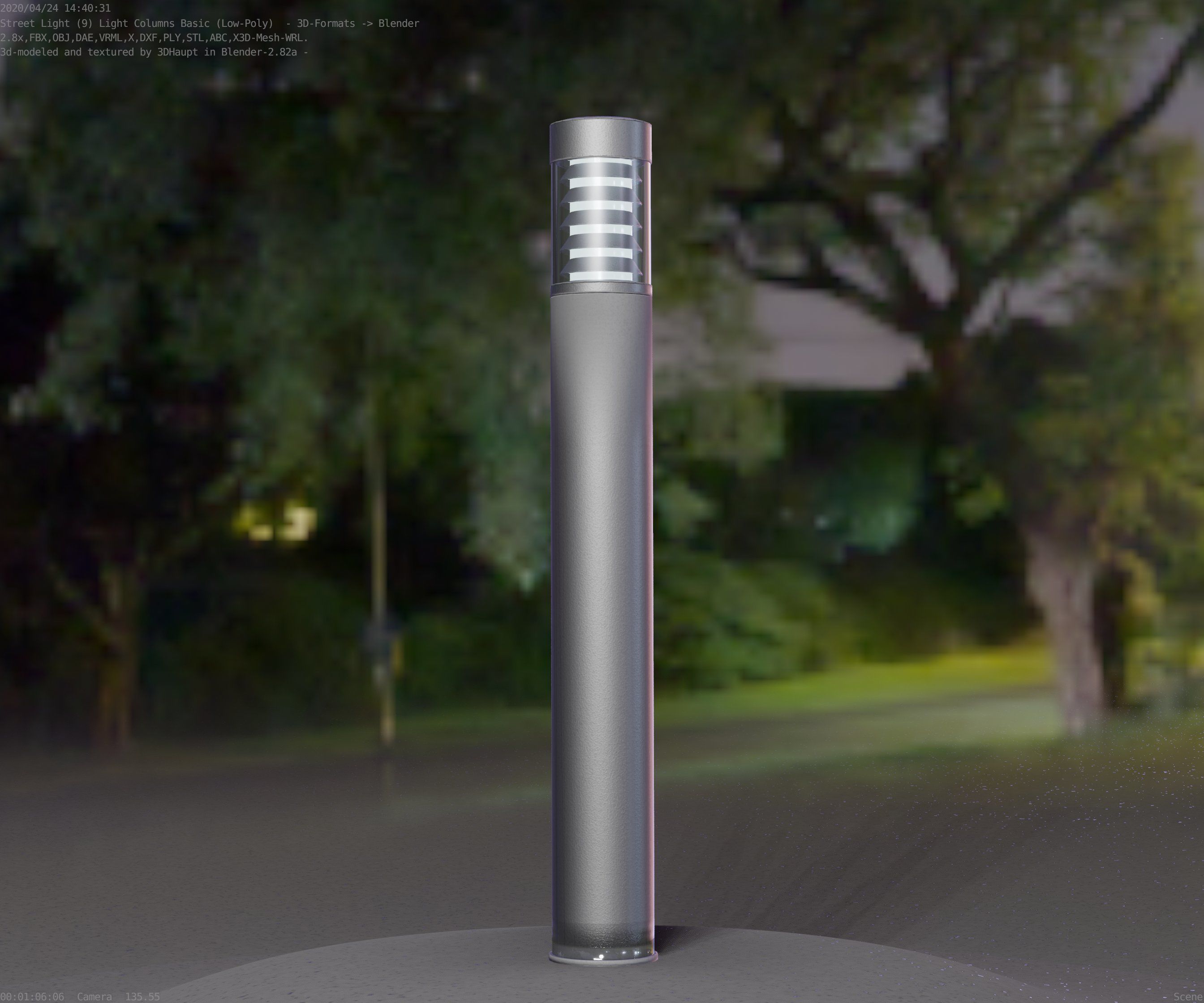 Low-Poly Basic Light Column 16 - Street Light Set-9 Low-poly 3D model_90