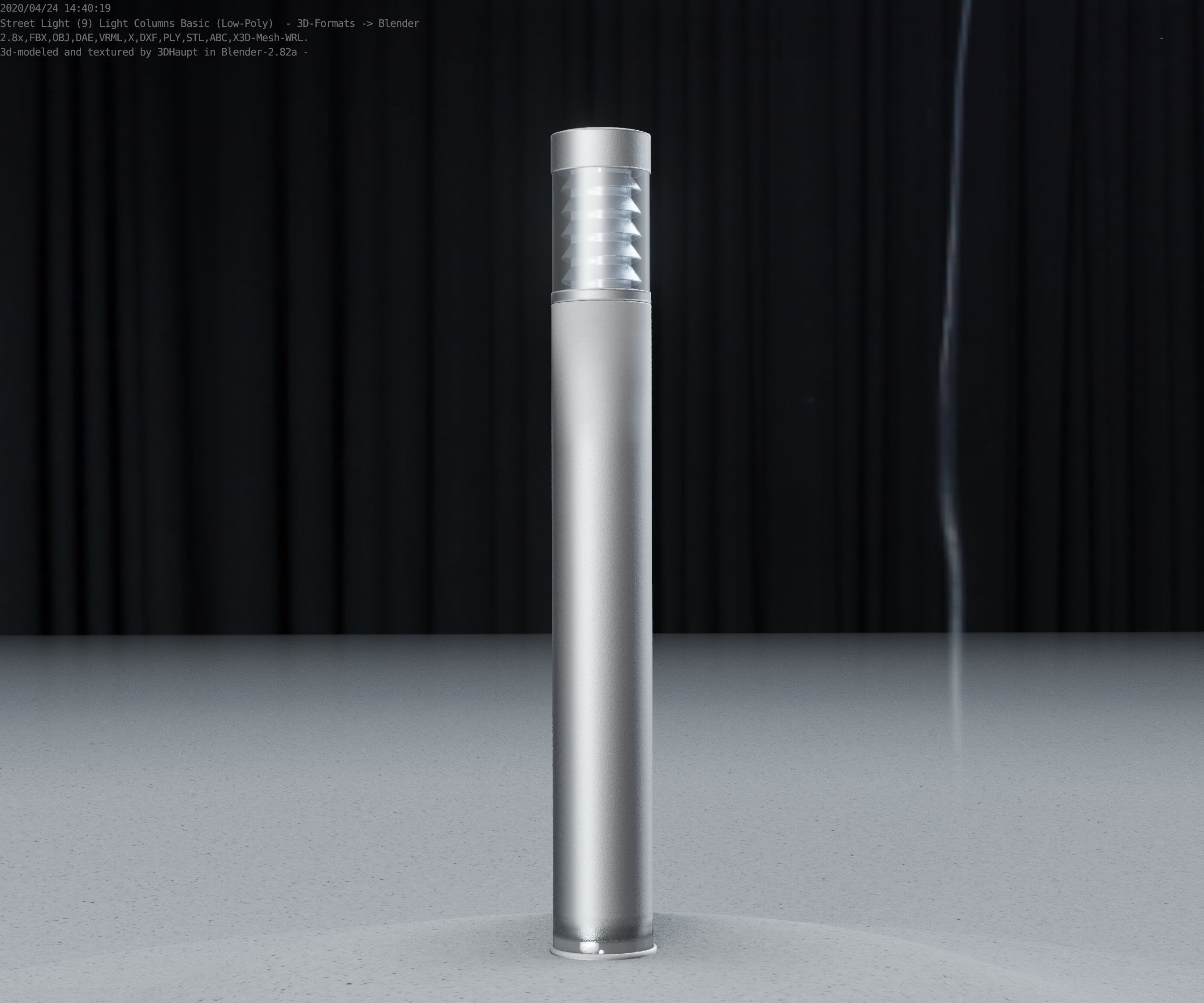 Low-Poly Basic Light Column 16 - Street Light Set-9 Low-poly 3D model_89