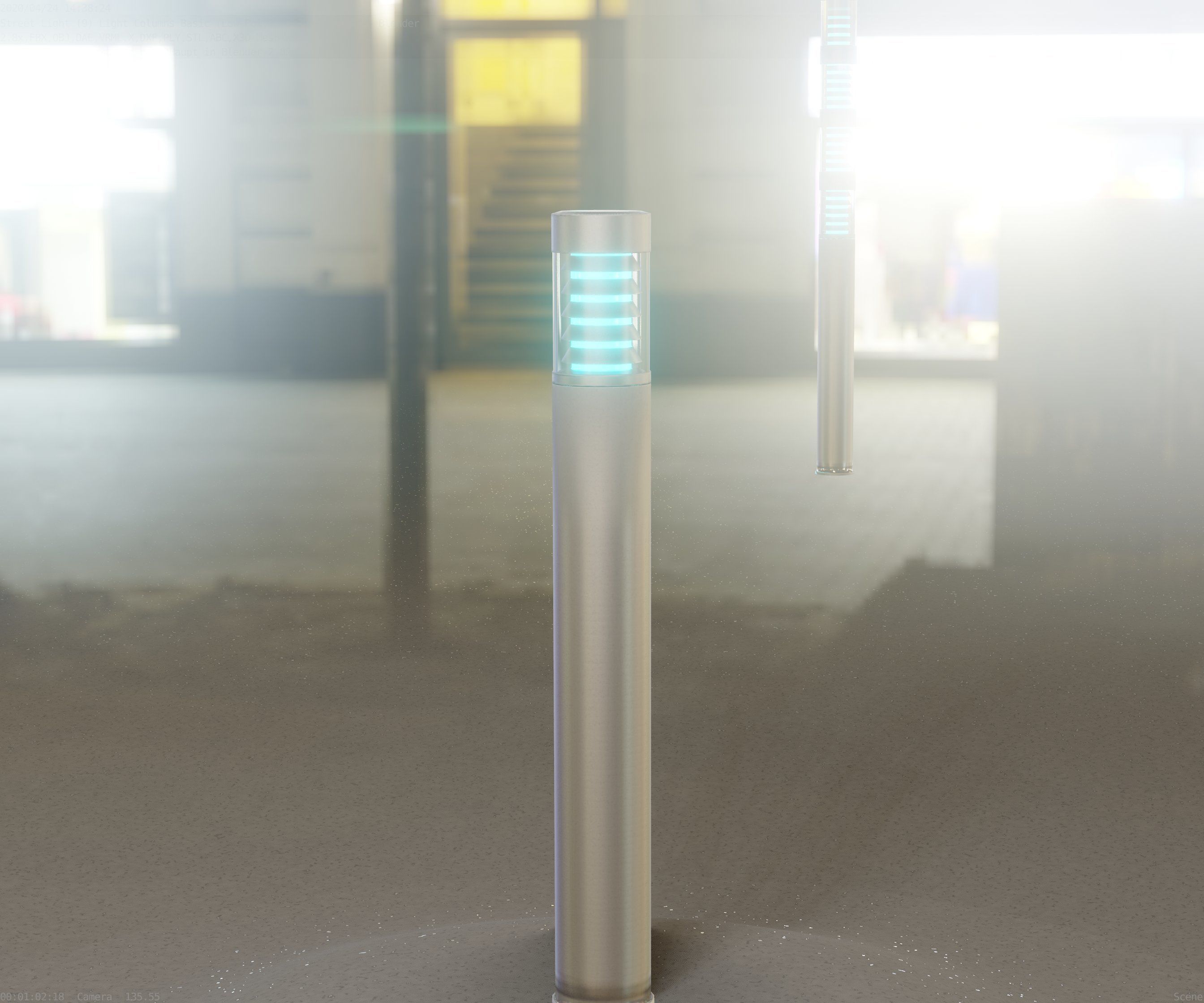 Low-Poly Basic Light Column 16 - Street Light Set-9 Low-poly 3D model_25