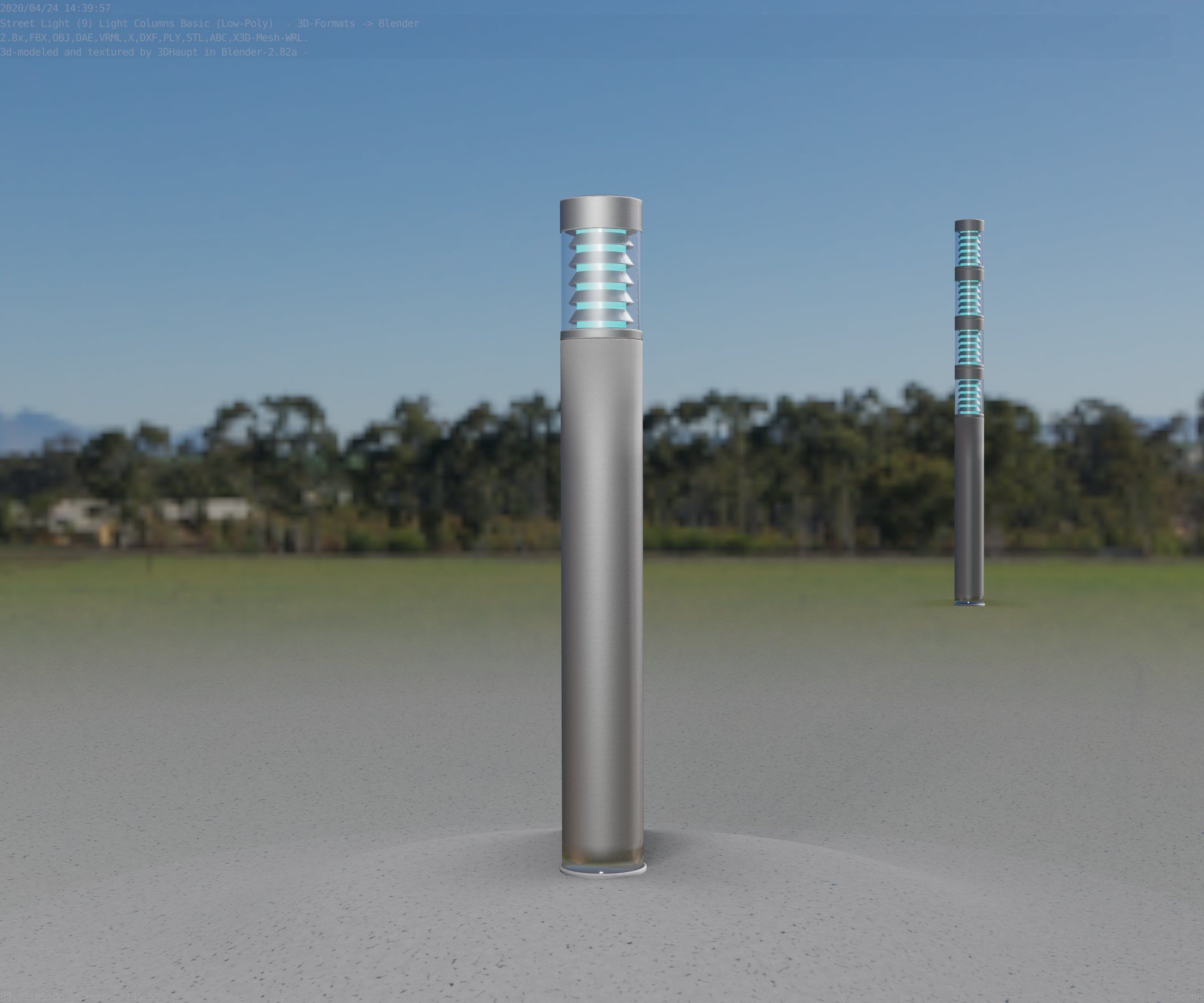 Low-Poly Basic Light Column 16 - Street Light Set-9 Low-poly 3D model_74