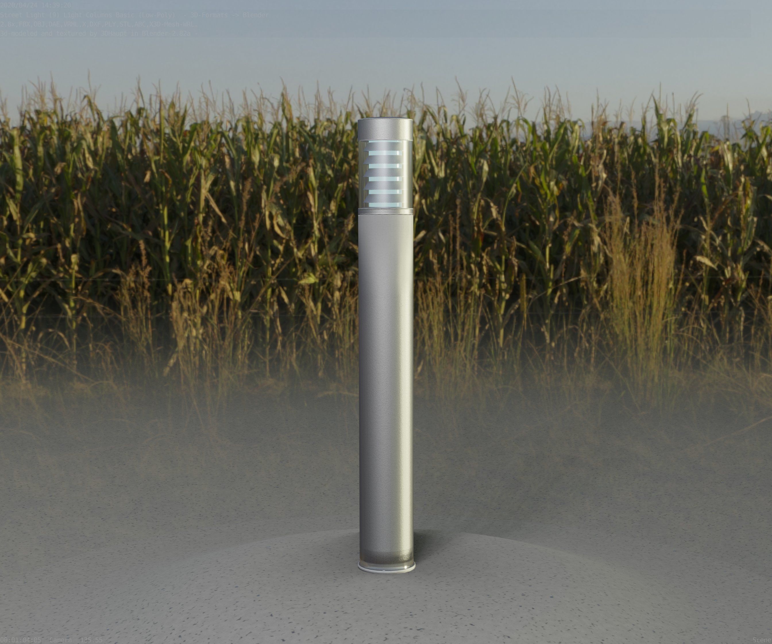 Low-Poly Basic Light Column 16 - Street Light Set-9 Low-poly 3D model_60