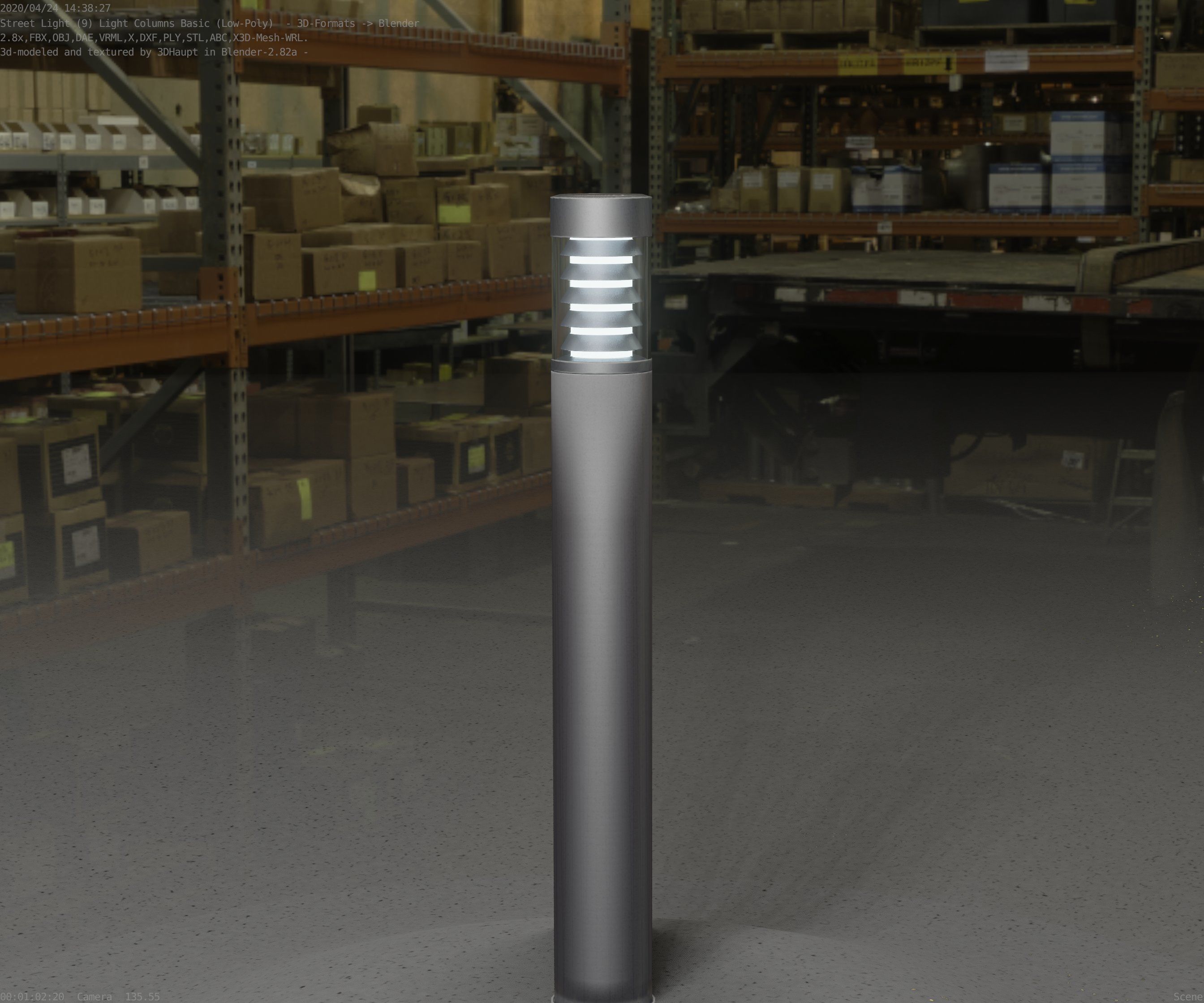 Low-Poly Basic Light Column 16 - Street Light Set-9 Low-poly 3D model_27