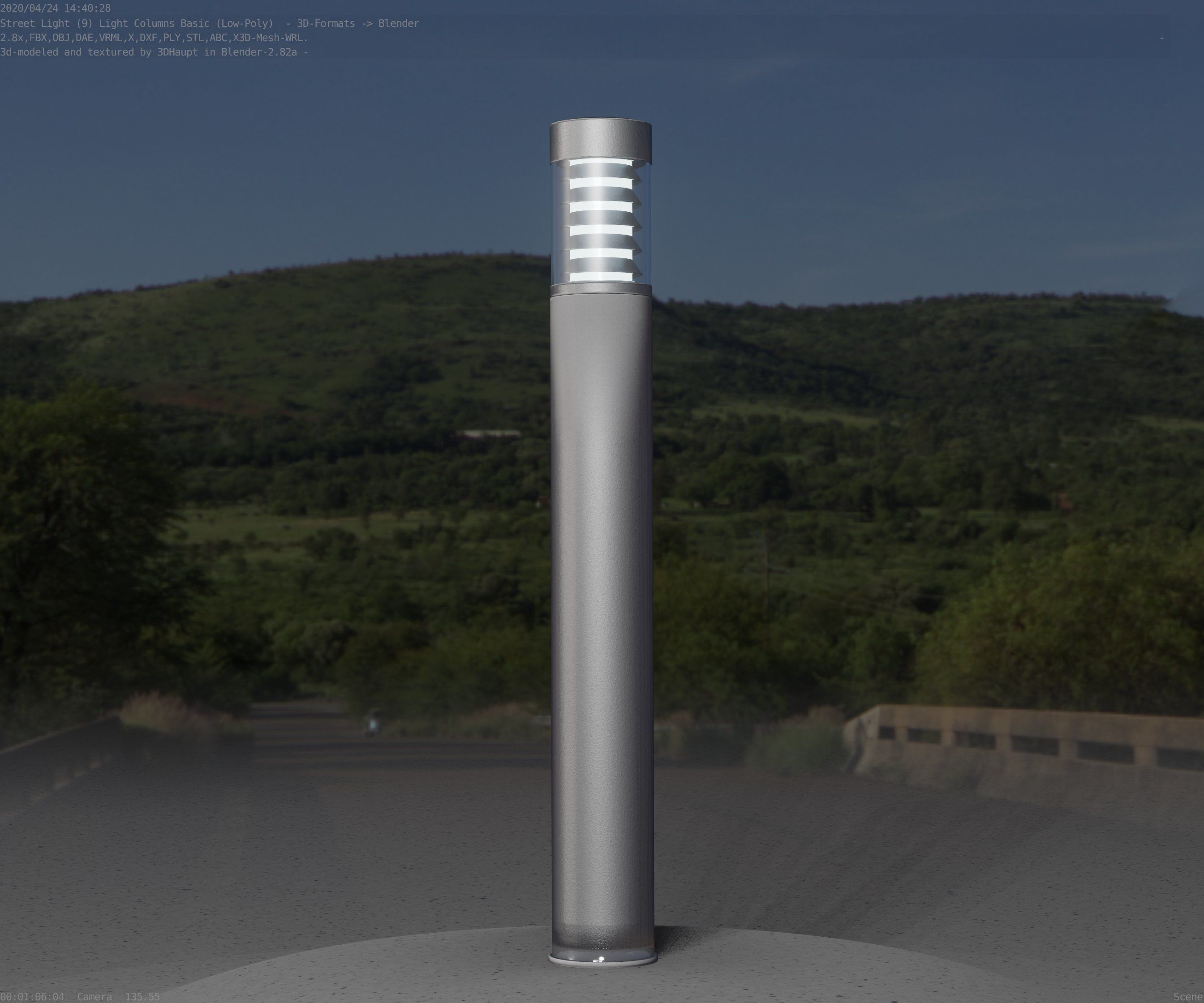 Low-Poly Basic Light Column 16 - Street Light Set-9 Low-poly 3D model_8