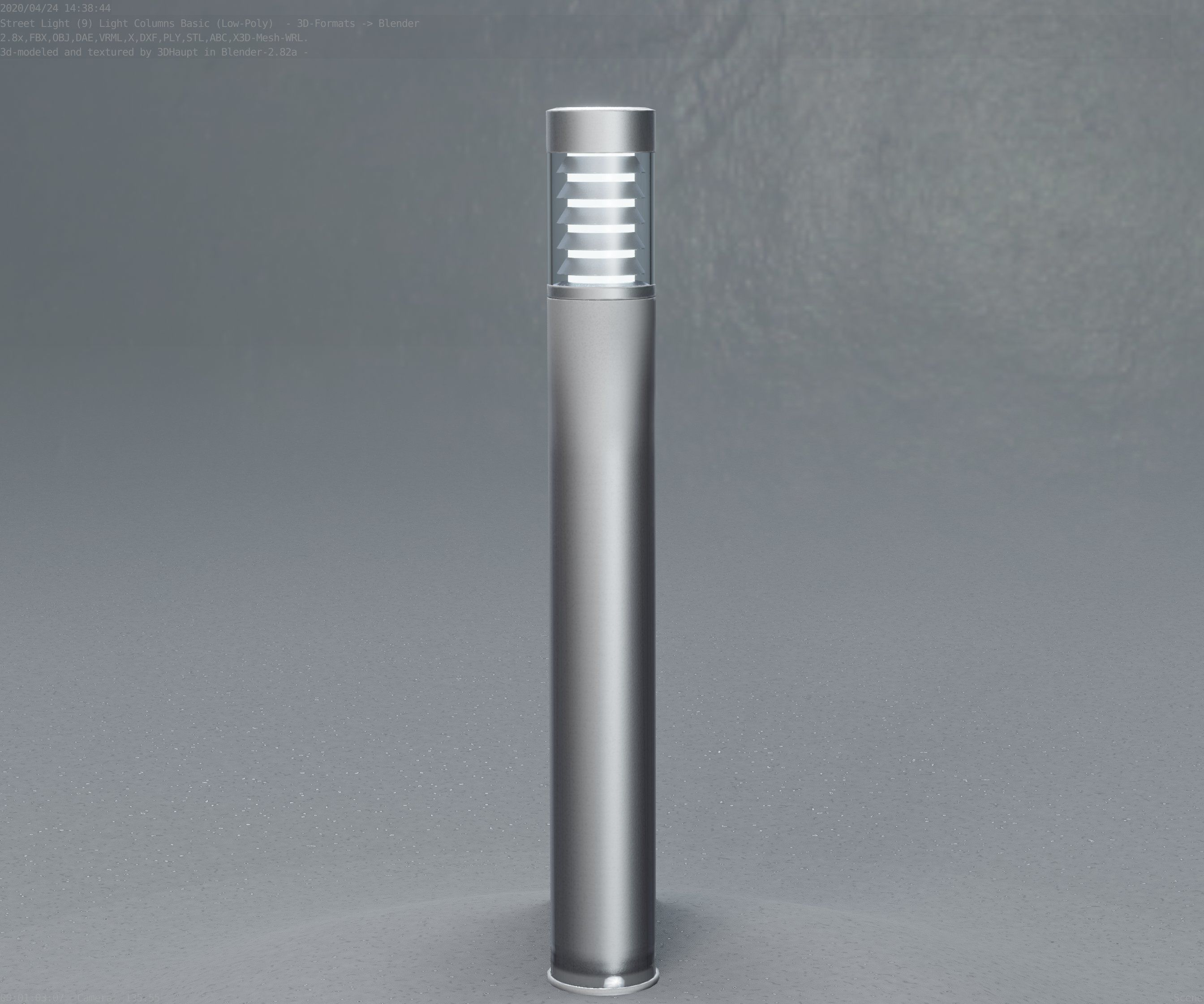 Low-Poly Basic Light Column 16 - Street Light Set-9 Low-poly 3D model_38