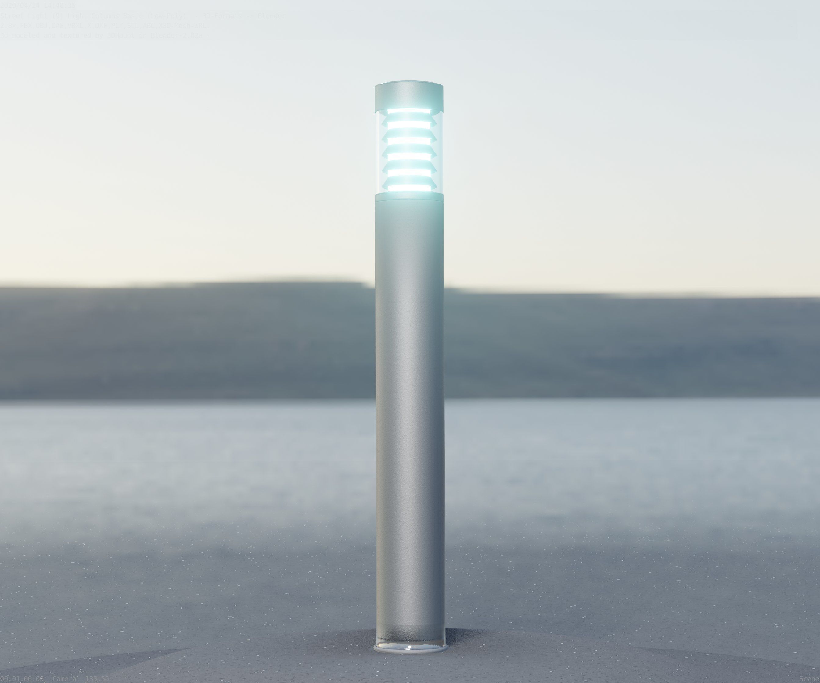 Low-Poly Basic Light Column 16 - Street Light Set-9 Low-poly 3D model_93