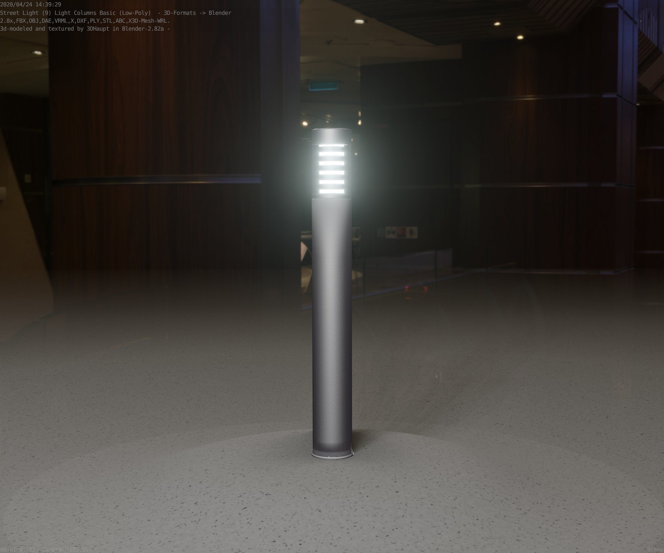 Low-Poly Basic Light Column 16 - Street Light Set-9 Low-poly 3D model_66