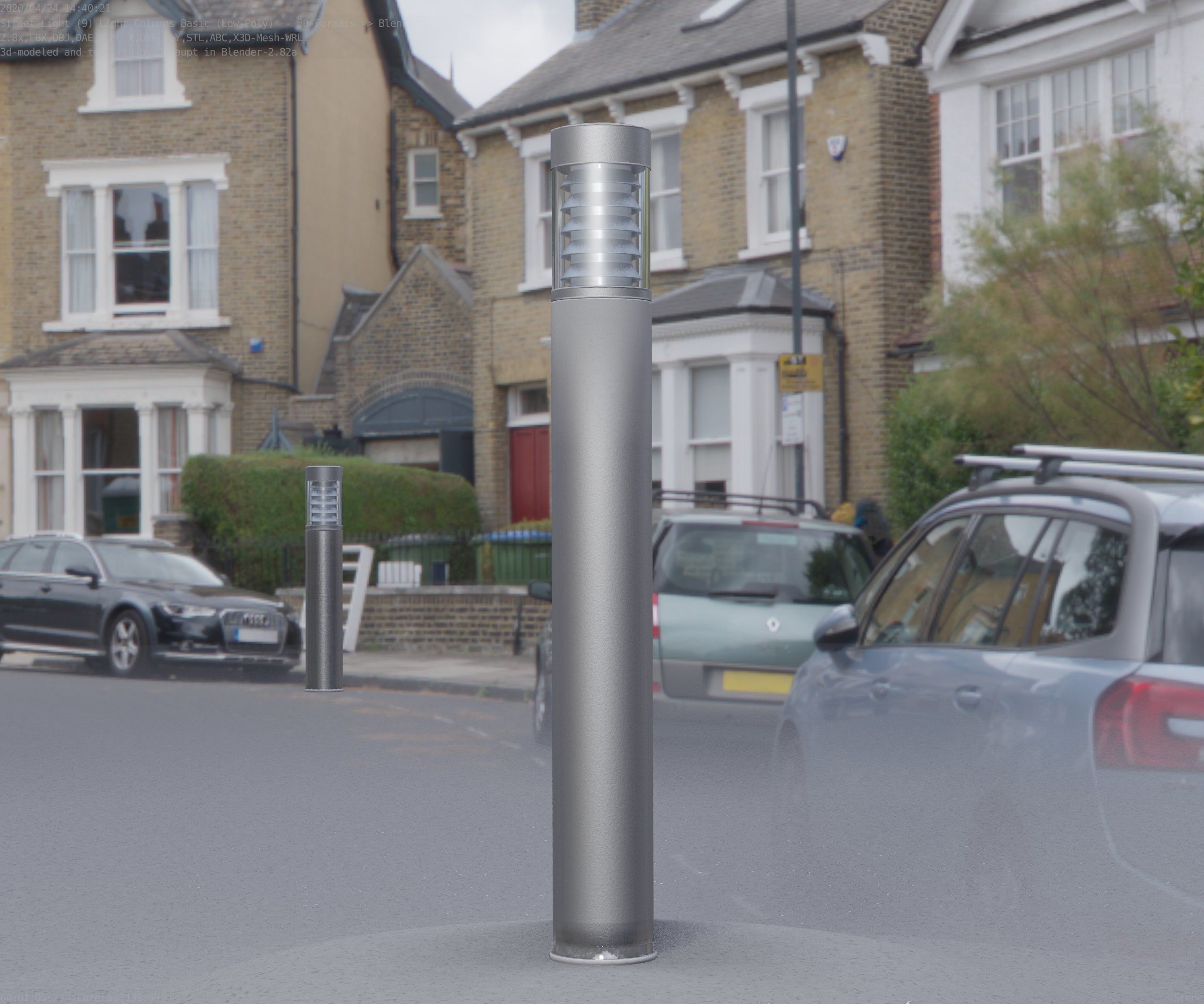 Low-Poly Basic Light Column 16 - Street Light Set-9 Low-poly 3D model_3