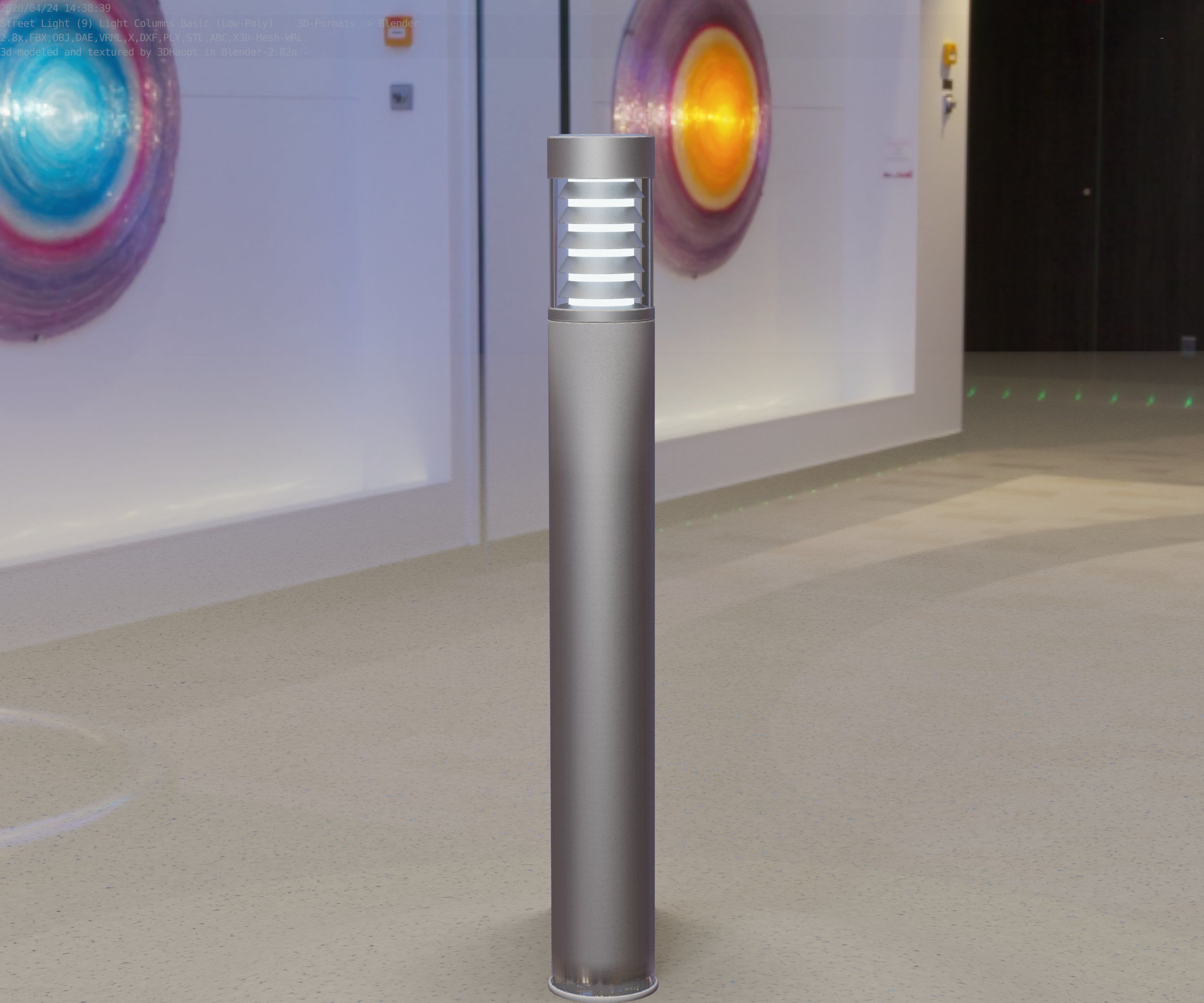 Low-Poly Basic Light Column 16 - Street Light Set-9 Low-poly 3D model_35