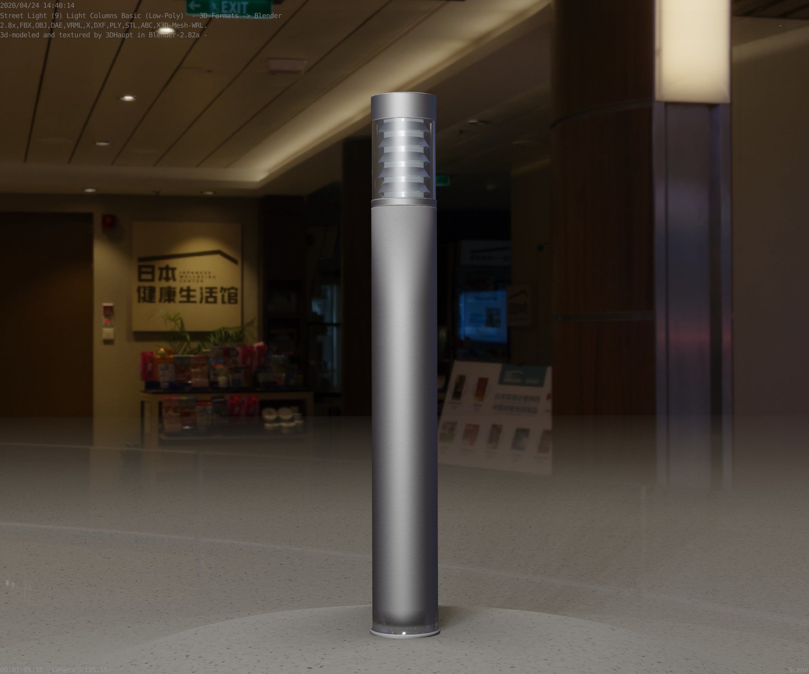 Low-Poly Basic Light Column 16 - Street Light Set-9 Low-poly 3D model_86