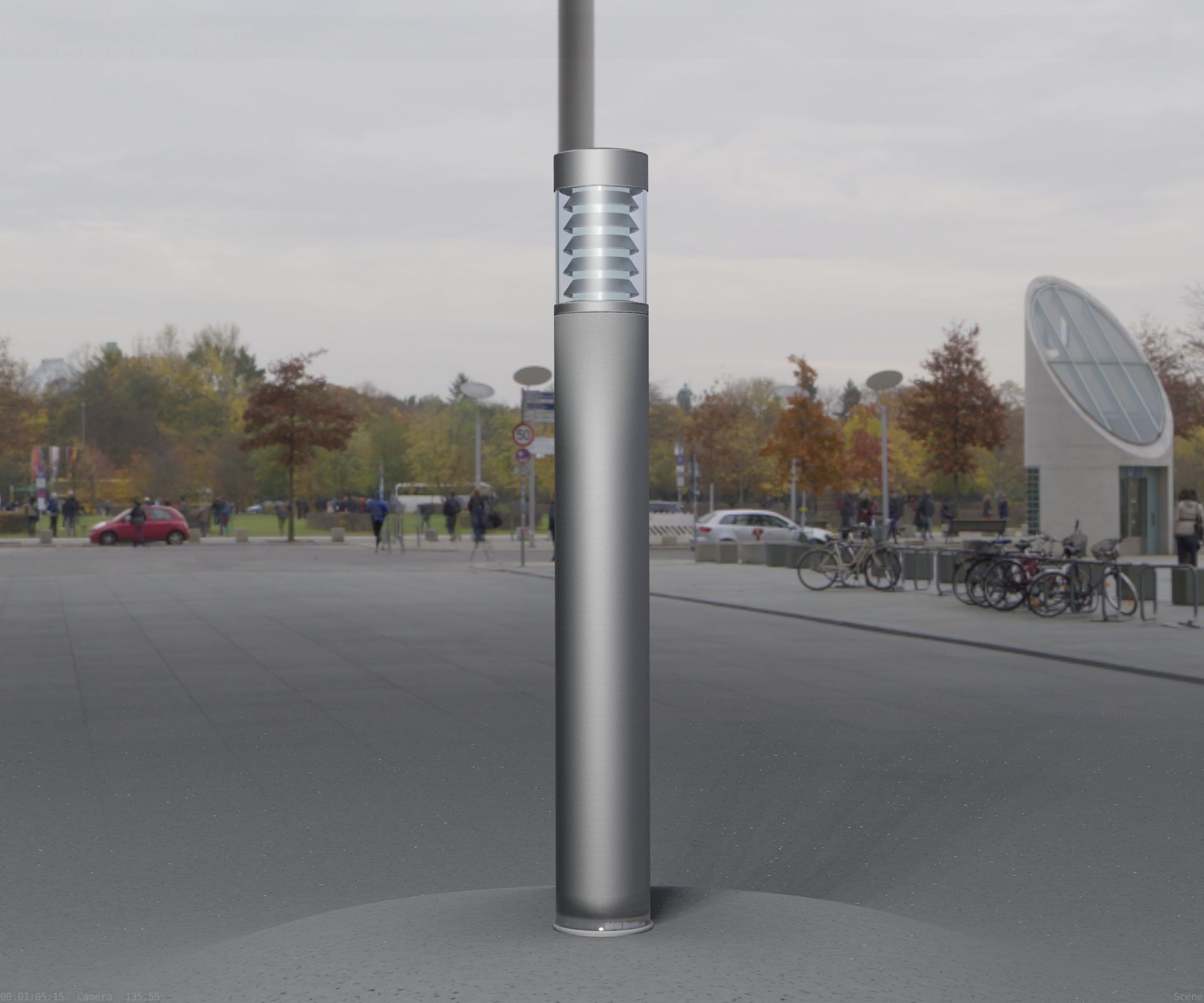 Low-Poly Basic Light Column 16 - Street Light Set-9 Low-poly 3D model_83