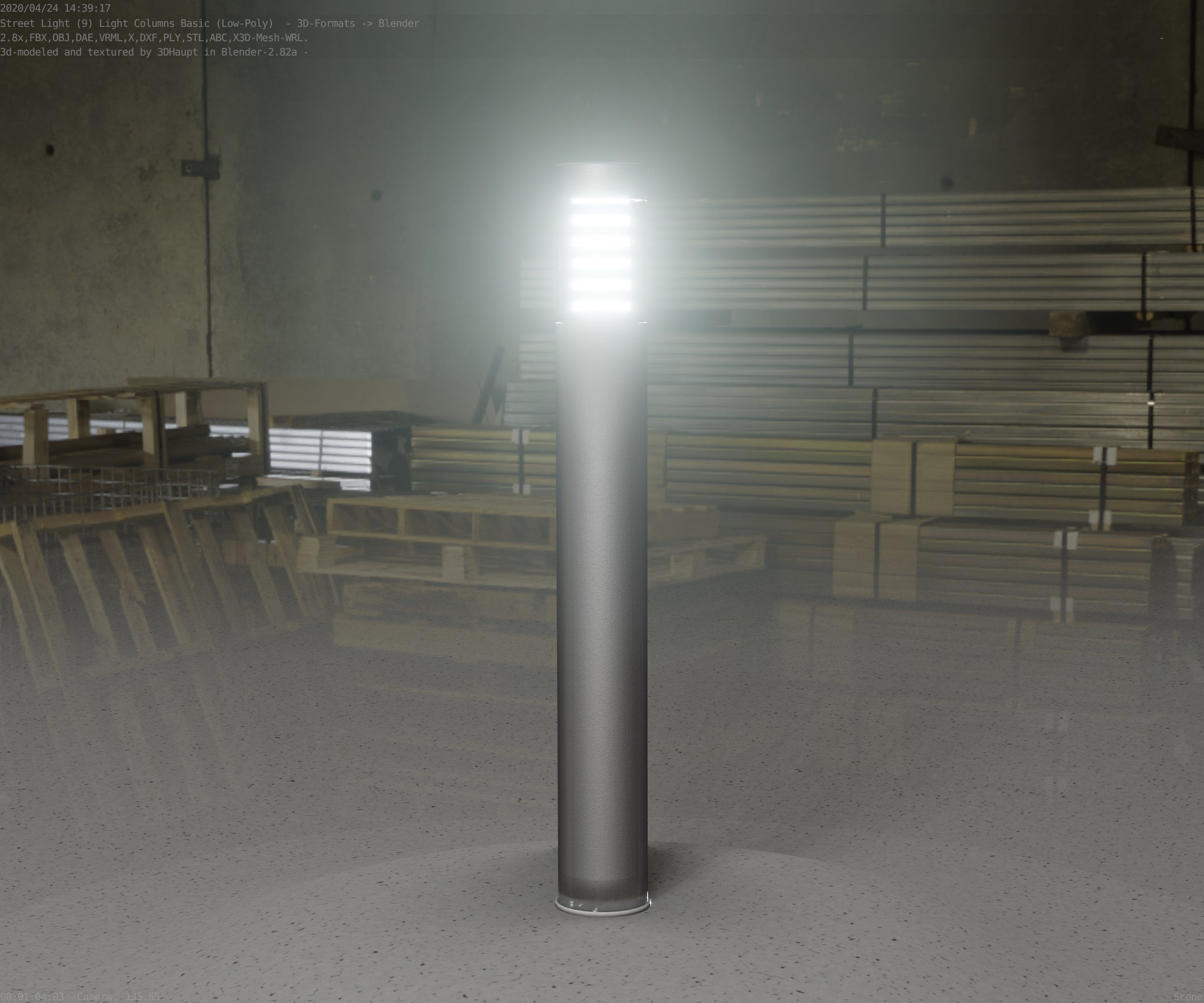 Low-Poly Basic Light Column 16 - Street Light Set-9 Low-poly 3D model_58