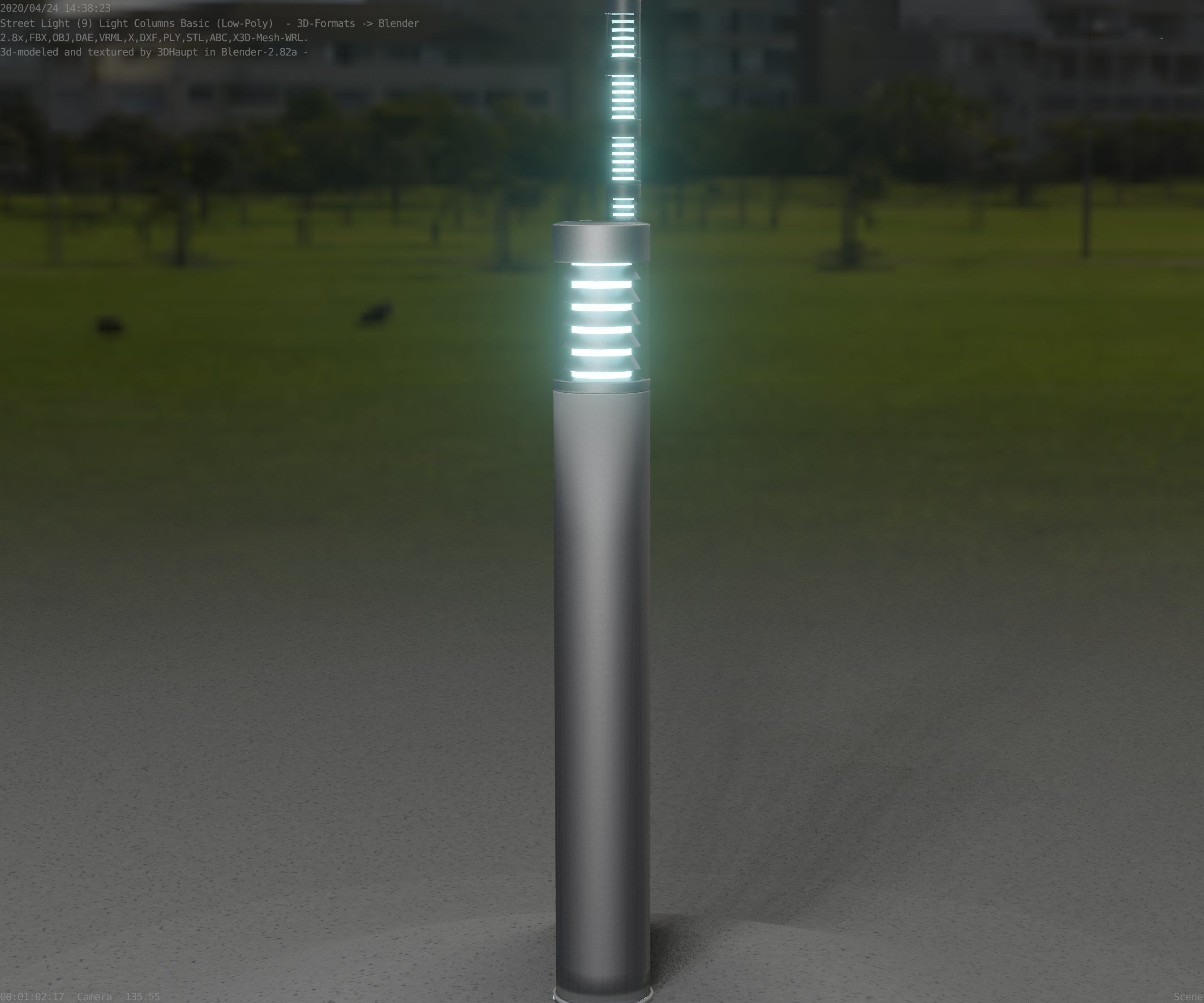 Low-Poly Basic Light Column 16 - Street Light Set-9 Low-poly 3D model_24