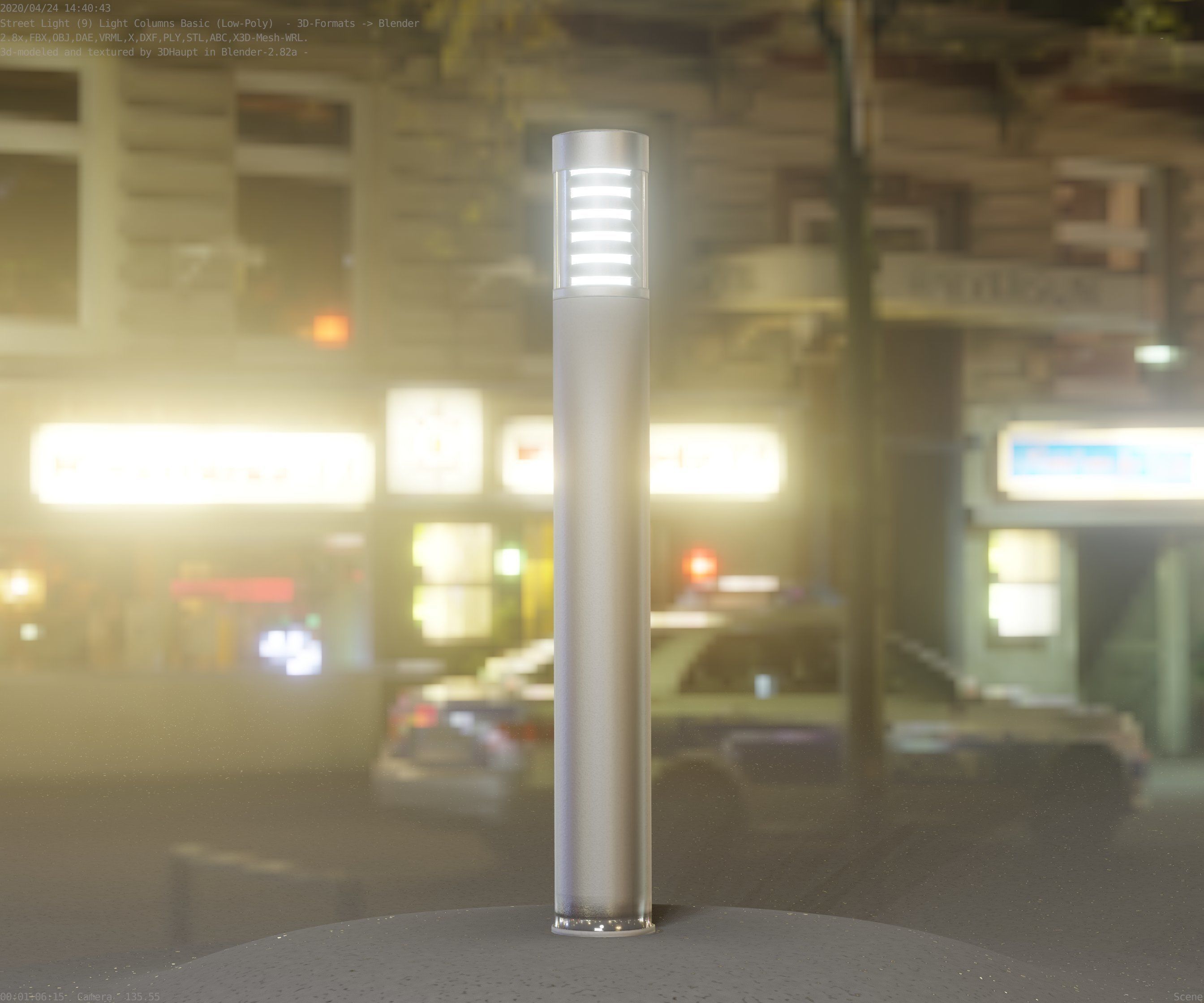 Low-Poly Basic Light Column 16 - Street Light Set-9 Low-poly 3D model_99