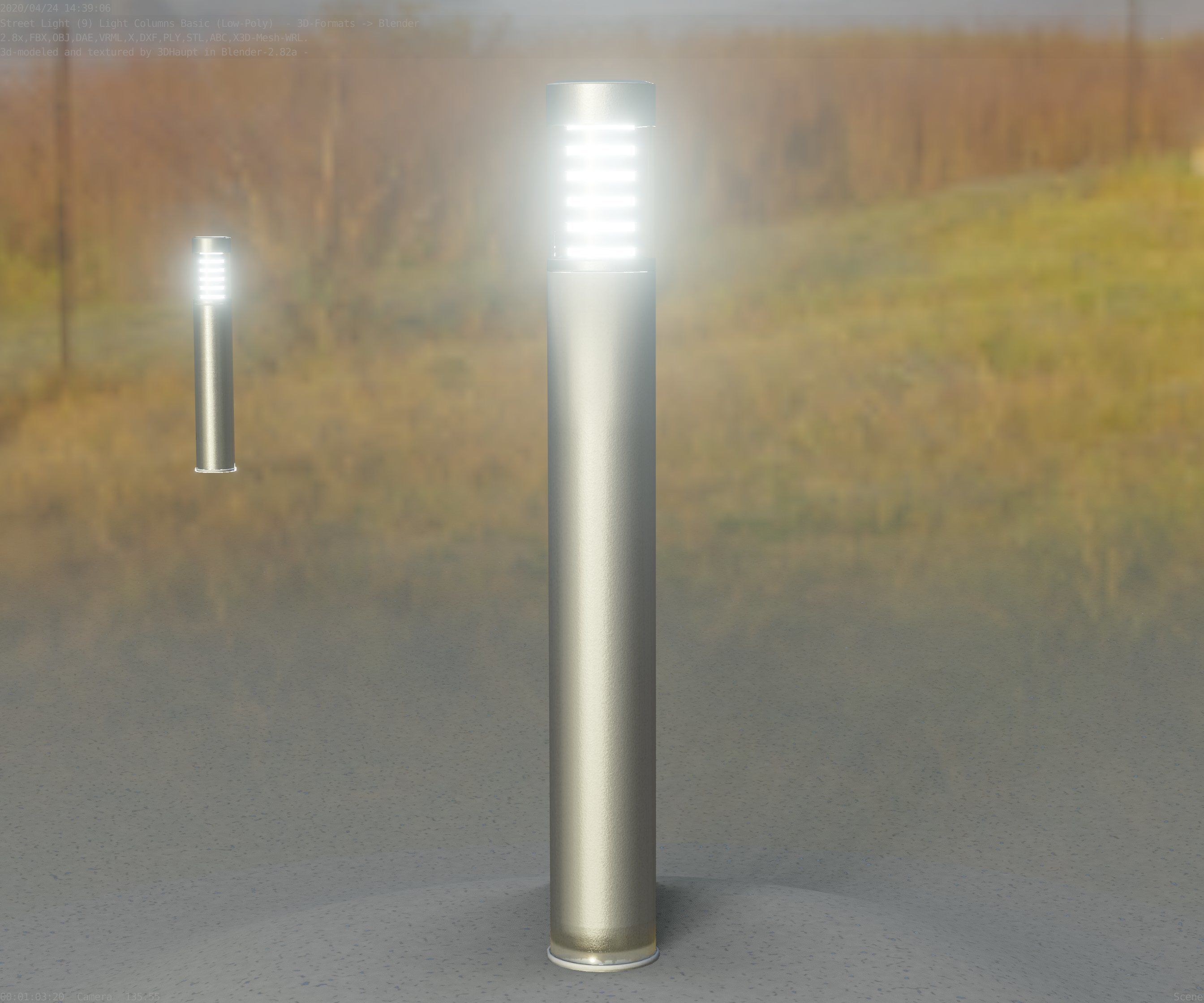 Low-Poly Basic Light Column 16 - Street Light Set-9 Low-poly 3D model_51